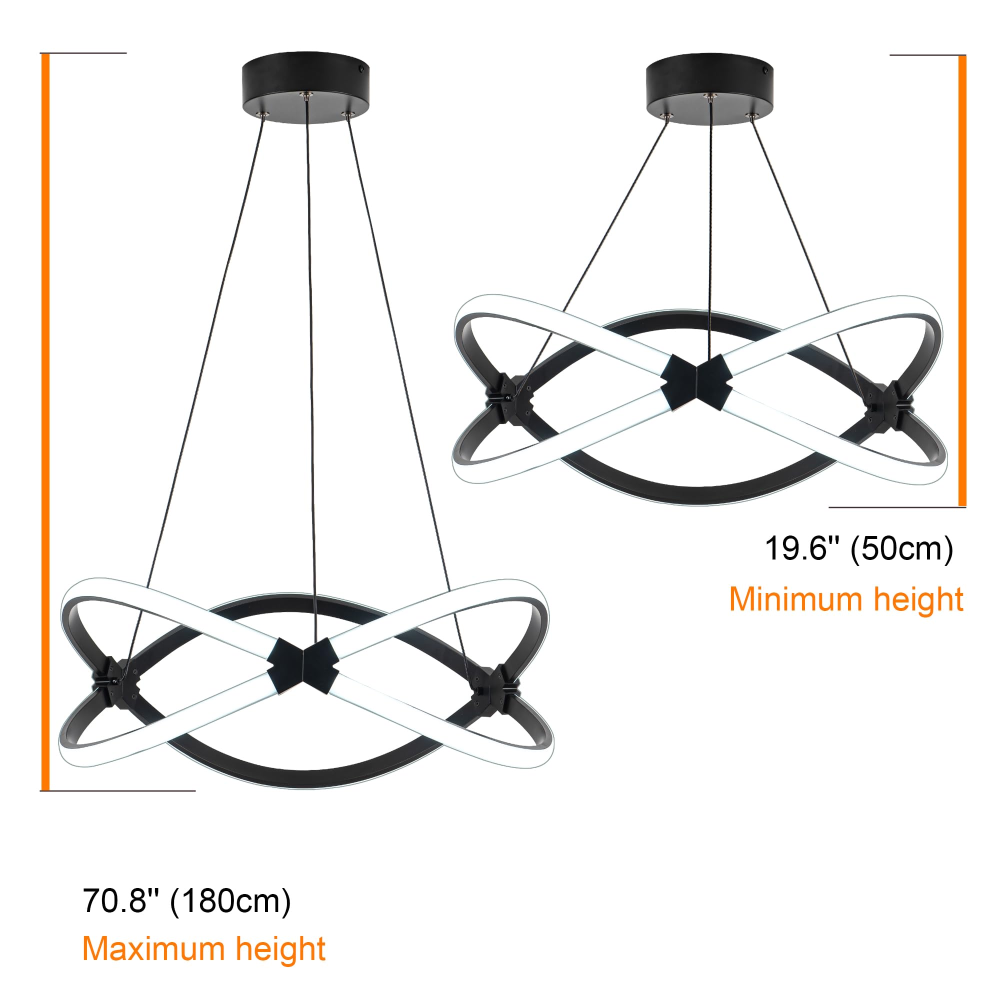 Mayna Led Pendant Light Fixture,Modern Led Chandelier With Circular Ring Shape, Adjustable Height Island Light Fixture For Kitch