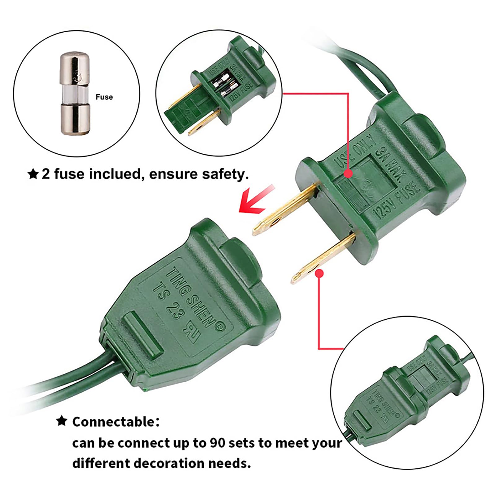 Multi-Sparking Cool White Christmas Lights (11 Feet, 35 Count) - Led Christmas Tree Lights Green Wire, Mini String Lights For Indoor And Outdoor Christmas Decorations