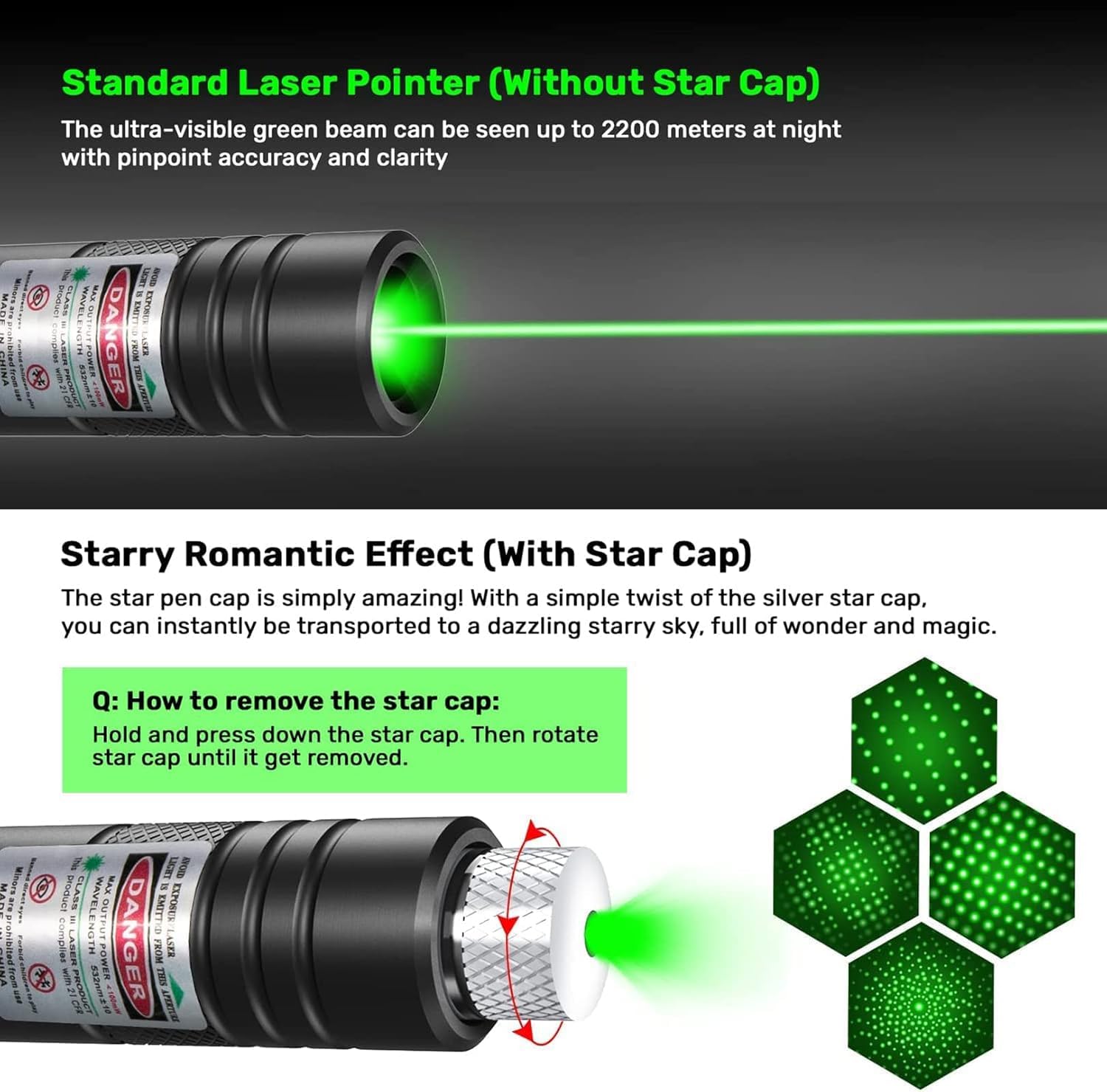IVVTRYI Tactical Green Beam Laser Pointer Flashlight, Rechargeable, Adjustable Focus, Aluminum, Model 9127, Silver