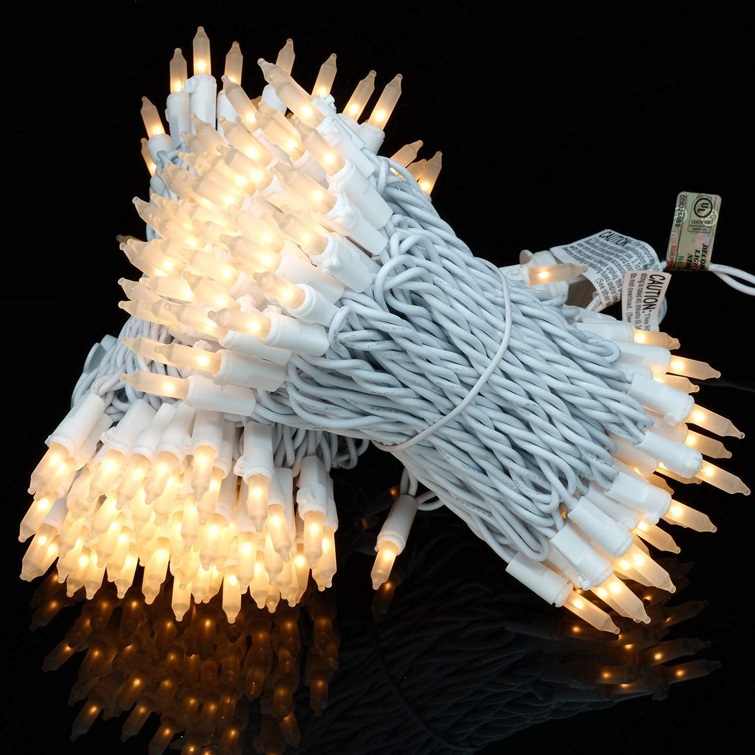 Yuletime 200 Frosted White Christmas Lights, Pack Of 2 Sets 33 Feet 100 Count Ul Certified Incandescent String Lights (Frosted W