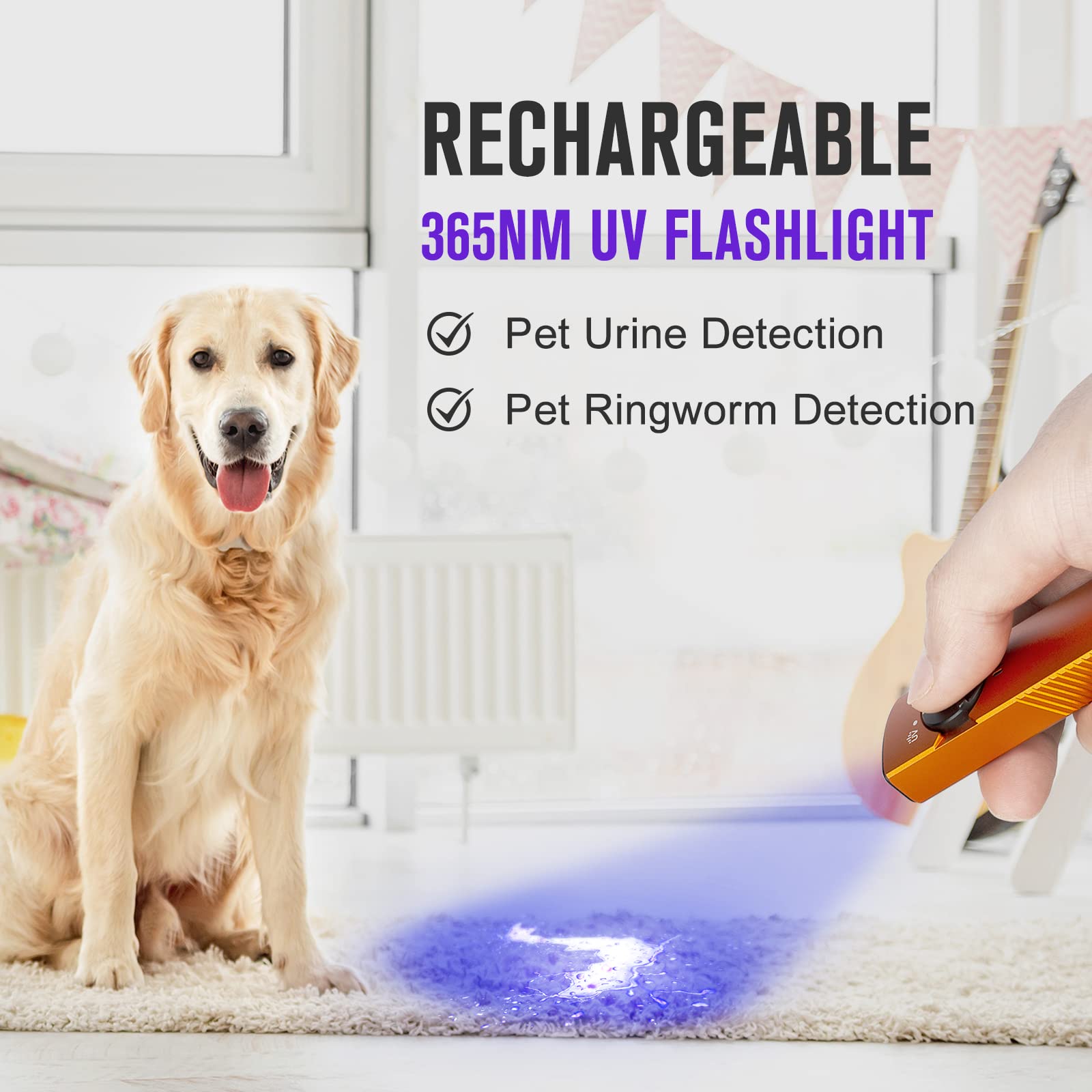 OLIGHT Arkfeld UV Rechargeable EDC Flashlight, 1000 Lumens, 365nm Blacklight, Orange, Model O-AKUV-OGNW#US-FBA