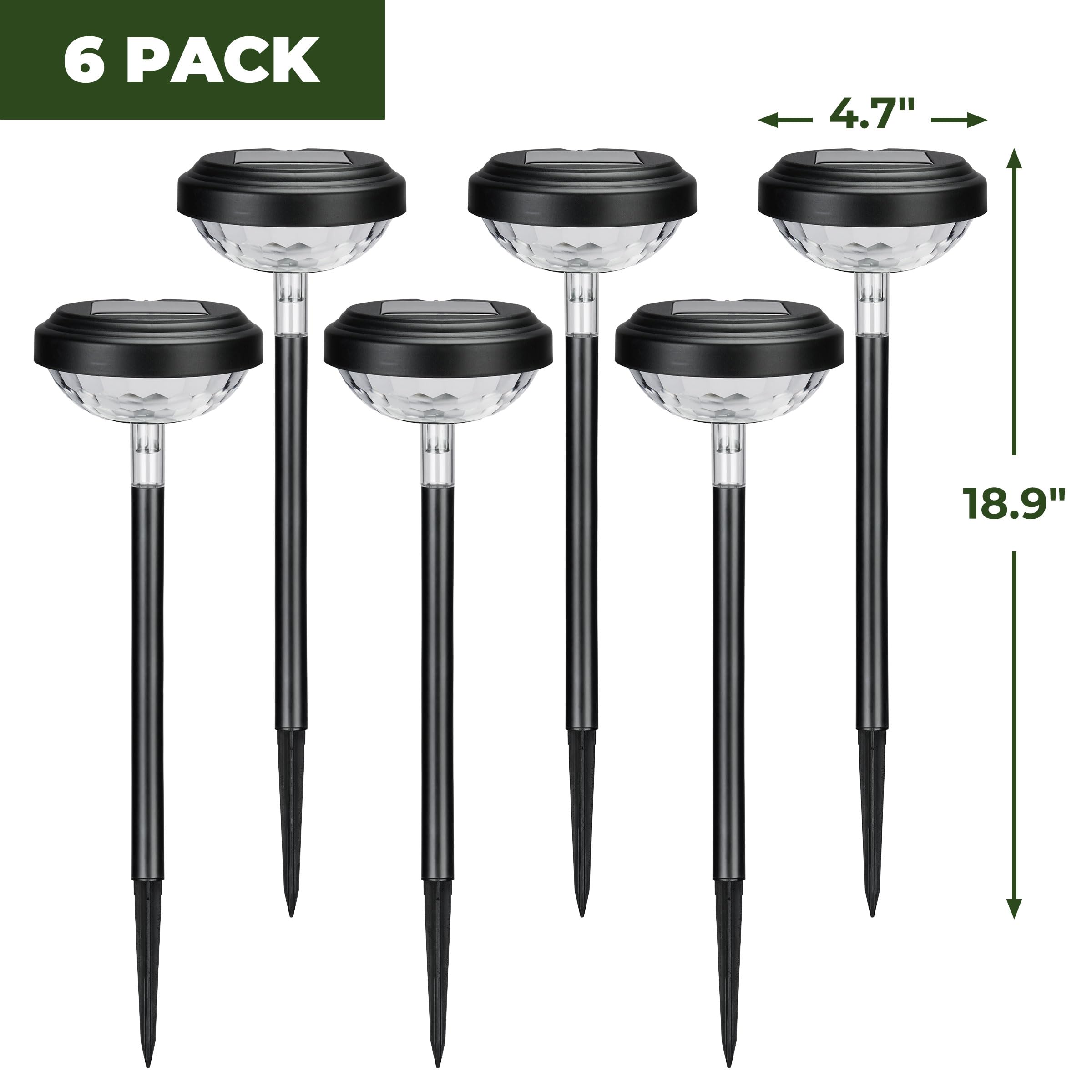 Kingsyard 6 Pack Solar Pathway Lights Outdoor Waterproof Ip67, Bright Color Changing & Cool White Led Solar Lights For Outside G