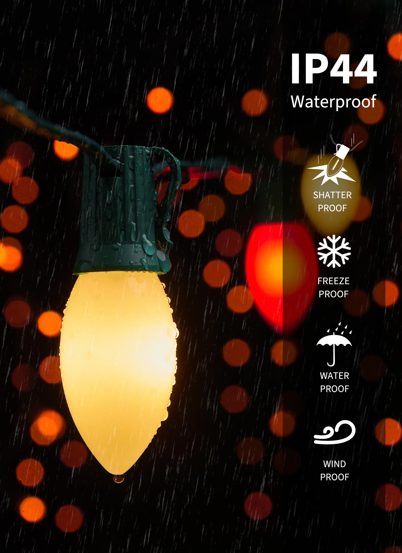 Vintage C9 Led Christmas Lights Outdoor  150 Feet C9 String Lights With 75 Shatterproof C9 Bulbs  Waterproof Connectable Christmas Tree Lights For Outside Roofline Patio Xmas Decor  Red & Warm White