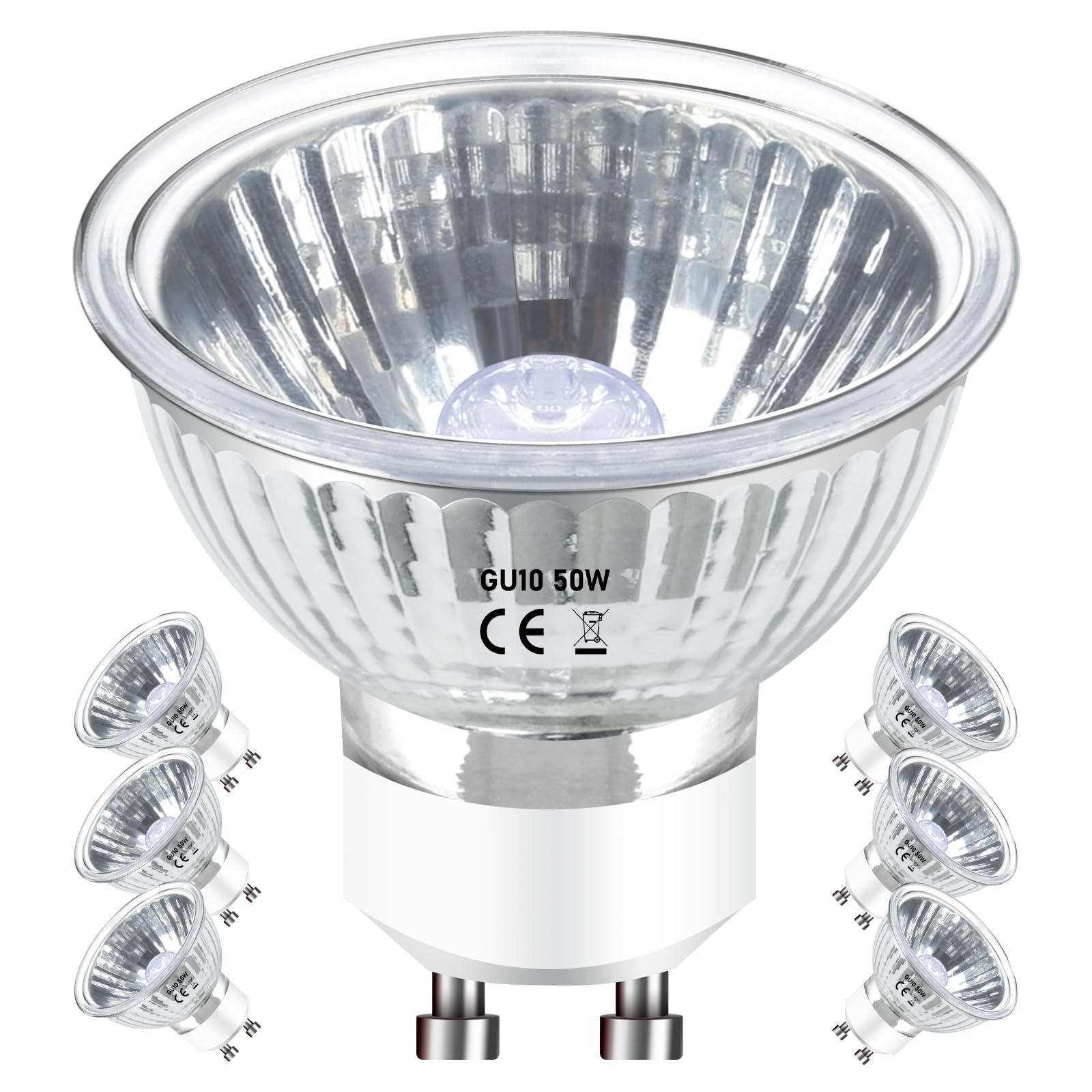 Jaenmsa 50W Gu10 Halogen Bulbs For Candle Warmer Lamp, 6Pcs Mr16 Gu10+C 120V 50W Halogen Light Bulbs 2 Pin Warm White 2800K, Dim