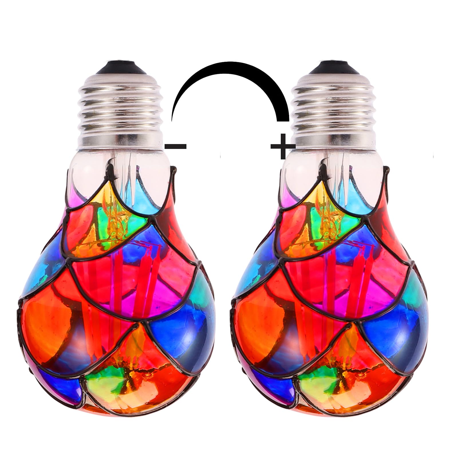 Valucky Dimmable Stained Glass Led Light Bulb,3.5W E26 Base A19/A60 Festive Atmosphere Color Bulb For Home Light,Party,Festive D