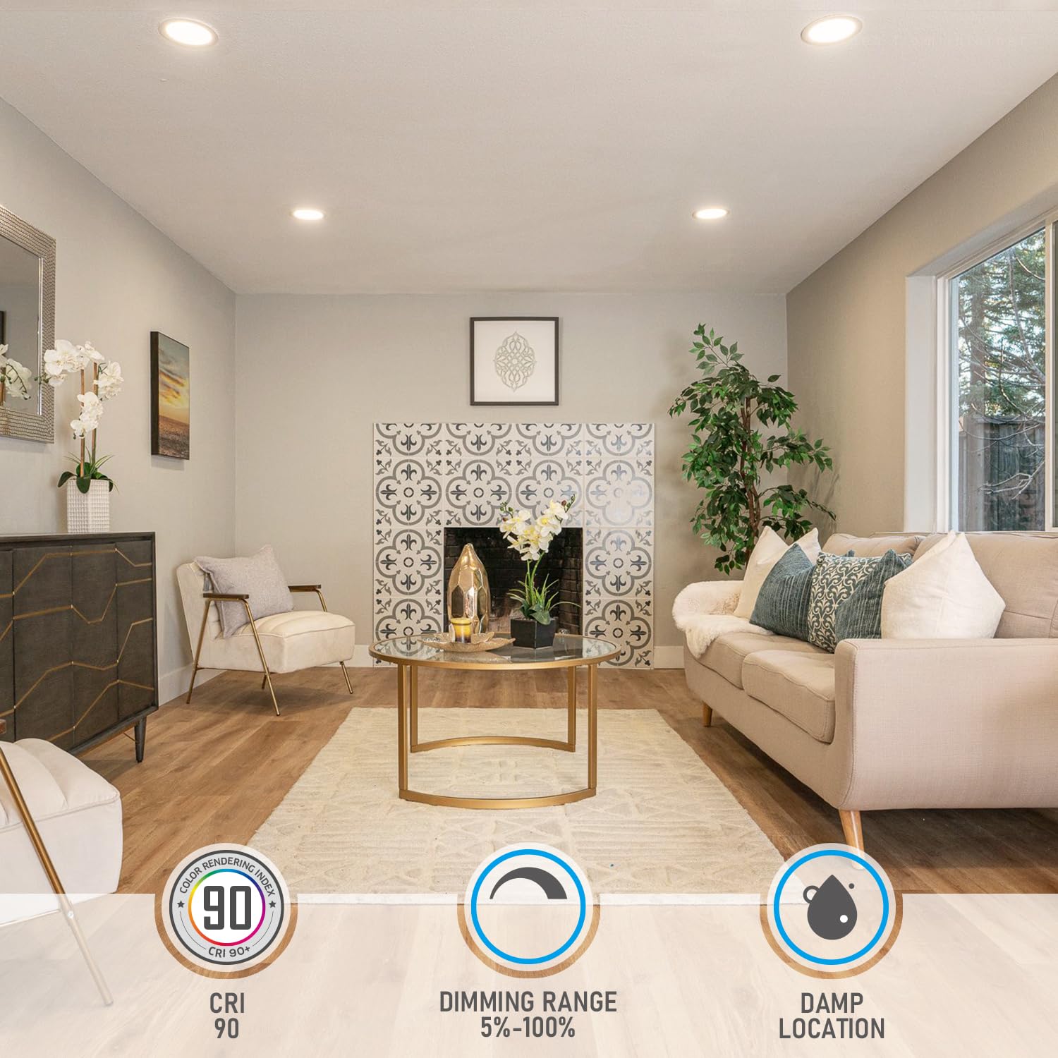 Torchstar Basic Series 12-Pack 6 Inch Ultra-Thin Led Recessed Lighting With Junction Box, Cri90, Aluminum, 4000K Cool White, 5%-