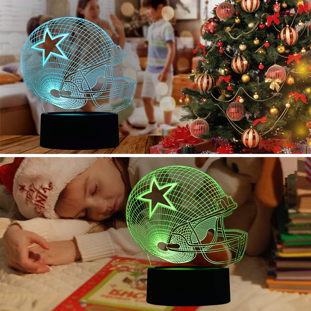 Titiskin 3D Illusion Led Night Light - Touch Switch Usb Table Lamp, 7 Colors, Baseball Helmet Design