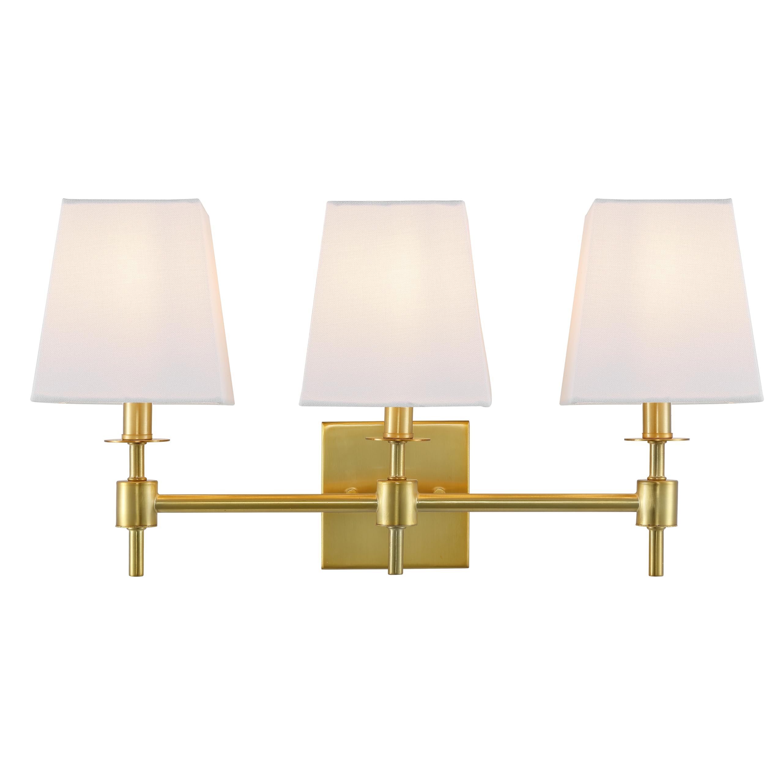 SAFAVIEH Lighting - Clelia 3-Light 21.2-Inch Wall Sconce - Brass - Fabric Shade - Modern 3-Light Design - Ideal for Vanity, Hall
