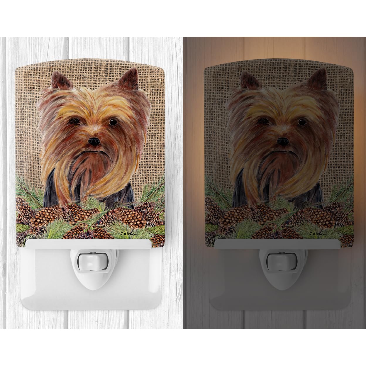 Carolines Treasures Ceramic Night Light, Yorkie Design, UL-Certified, 6x4x3 inches, Ideal for Bedroom, Bathroom, Nursery, Multicolor