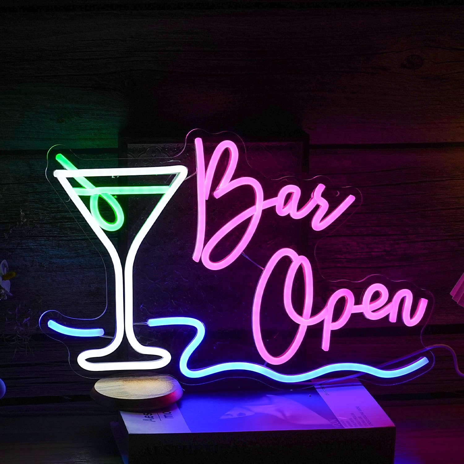Bar Open Neon Sign Dimmable LED Cocktail Neon Lights Signs for Wall Decor Bar Open Neon Wall Light Up Sign for Bar Pub Store Man Cave Party Club Restaurant Decor Open Signs
