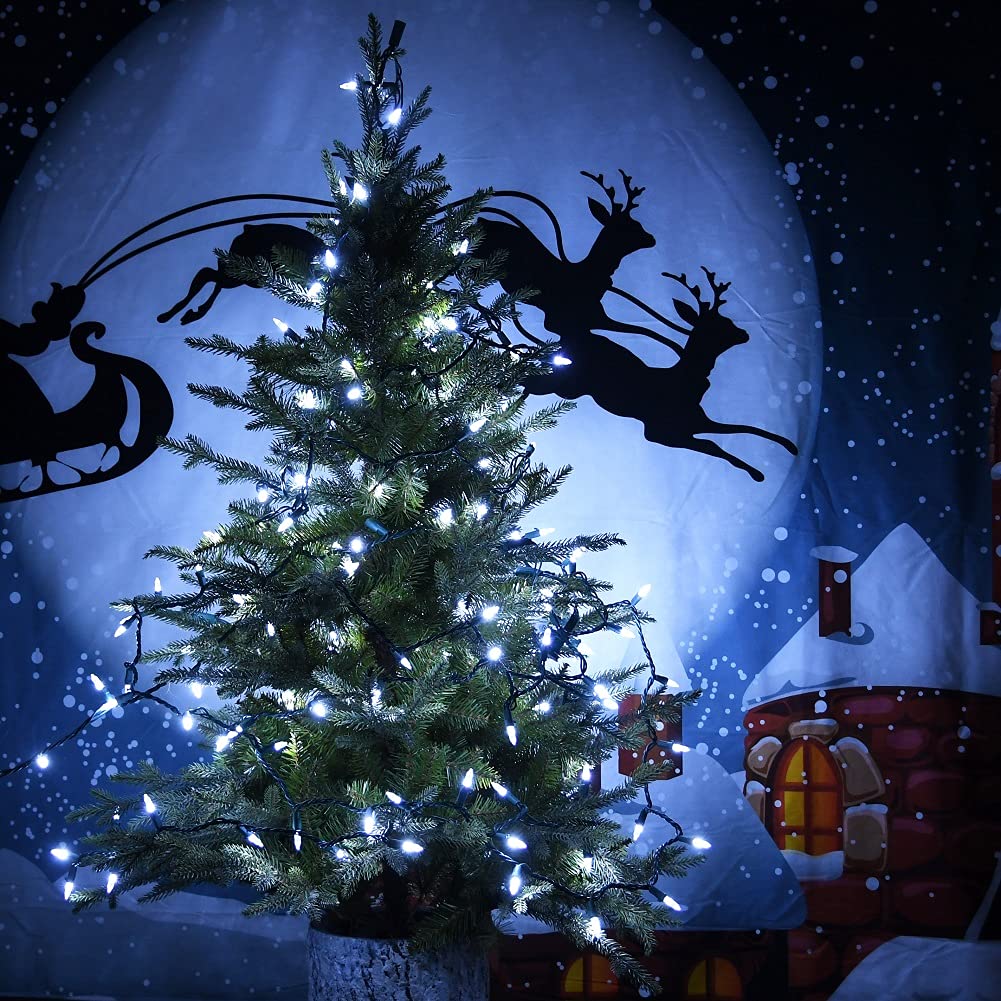 Asenek Christmas Lights - Battery Operated String Lights 50 Led String Lights Mini Lights With Auto-Timer And 8 Lighting Modes For Christmas Wreath Party Wedding Garden Home Decoration, White