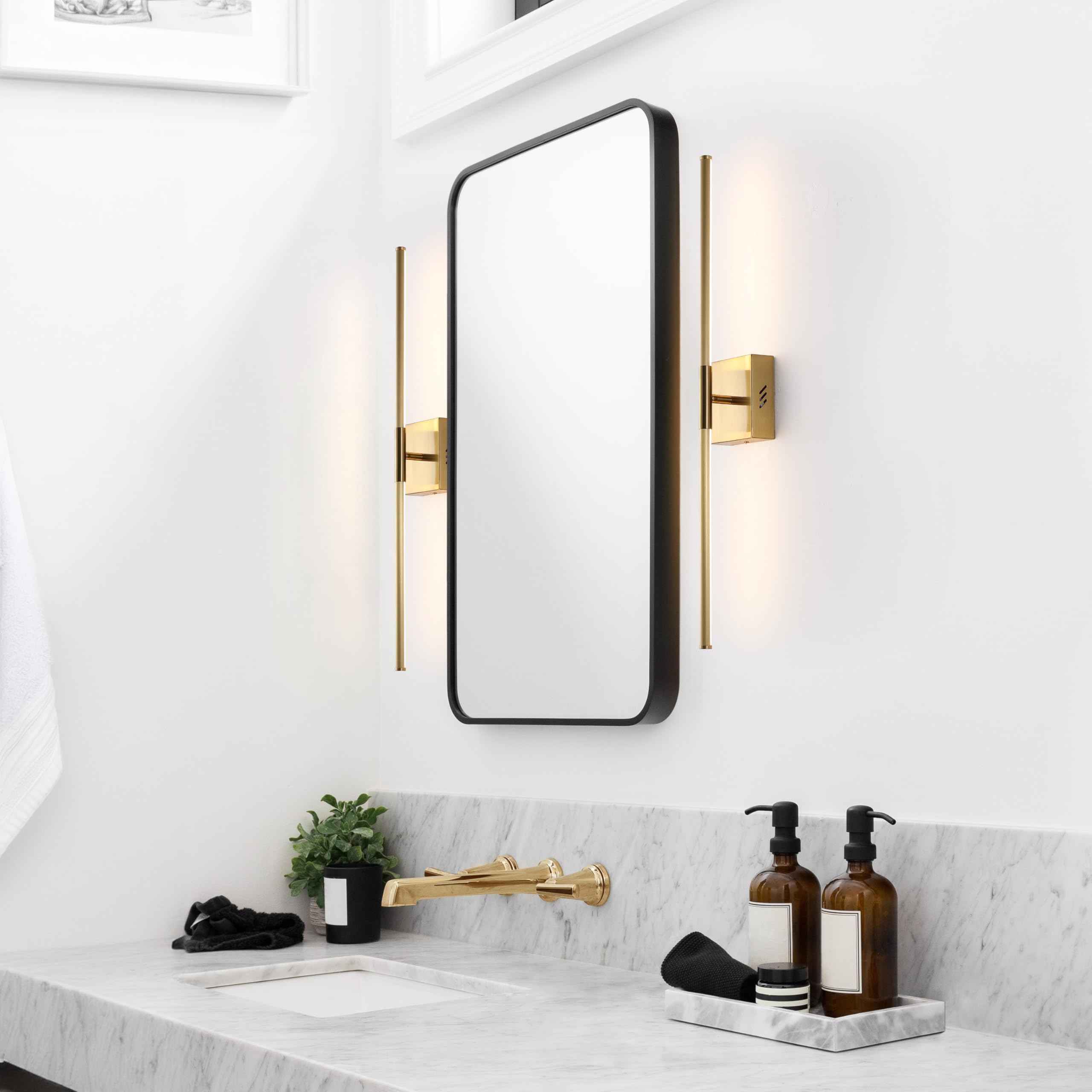 Jonathan Y Jyl7022B-Set2 Makena 28'' Modern Minimalist Dimmable Integrated Led Metal Wall Sconce, Gold (Set Of 2) For Bedroom, L