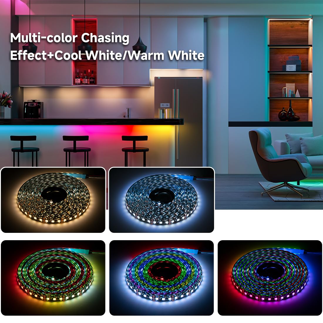 BTF-LIGHTING WS2814 RGBW LED Strip, 16.4FT, IP65, 84LED/m, 12mm Width, DC12V, Dream Color, Plastic,