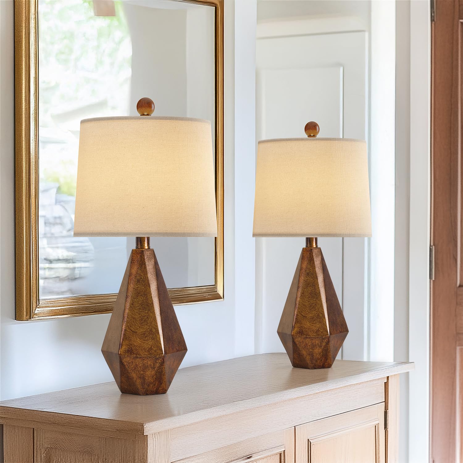 Pokat 20.25'' Farmhouse Table Lamps Set Of 2 For Night Stands, Vintage Bedroom Lamps For Bedroom Living Room, Retro Bedside Lamp