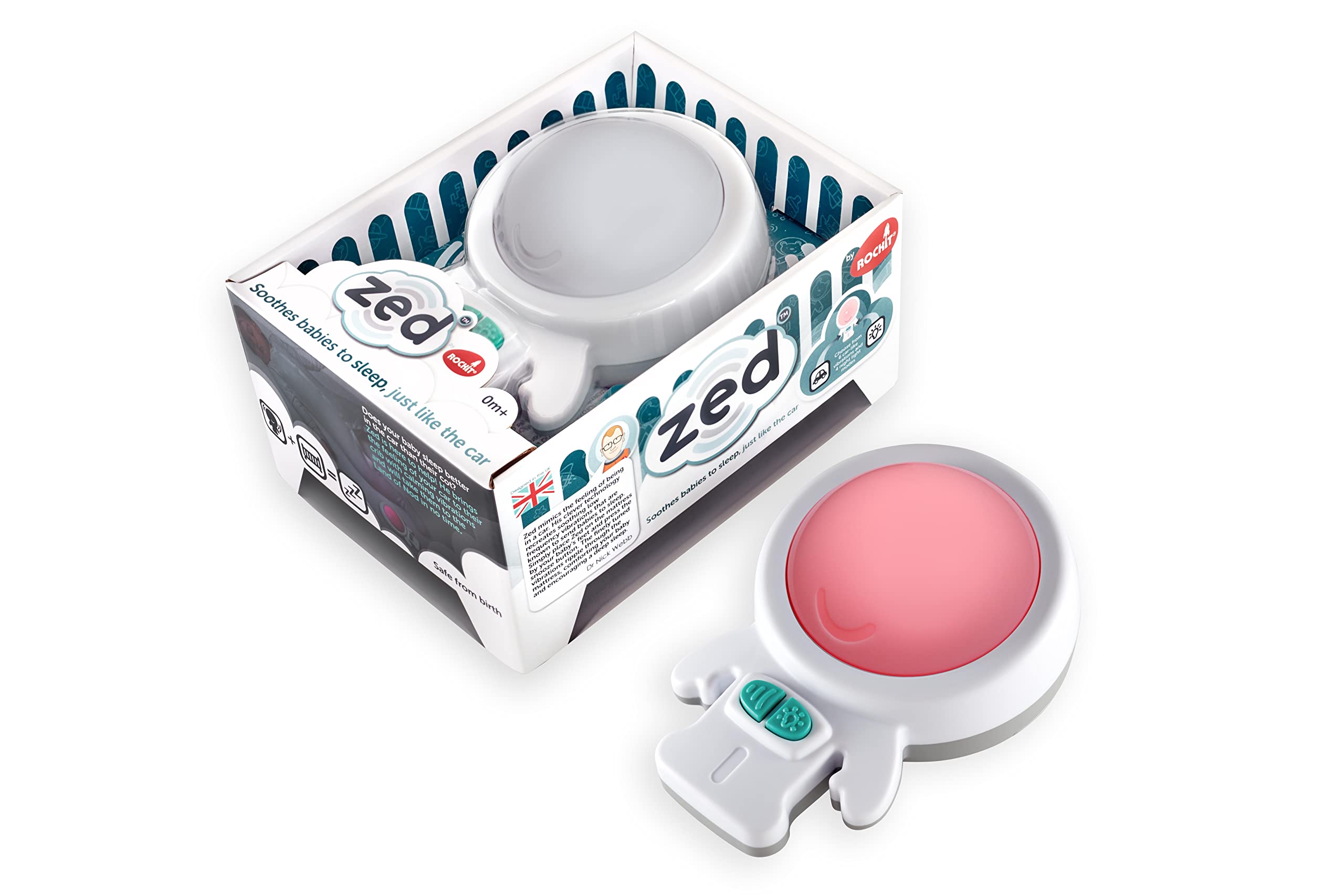 Zed By Rockit. Baby Sleep Aid With Calming Vibrations And Night Light For Cots, Cribs And Beds. Vibrates Through Any Mattress To Get Babies To Sleep, Just Like The Car. Portable Night Light.