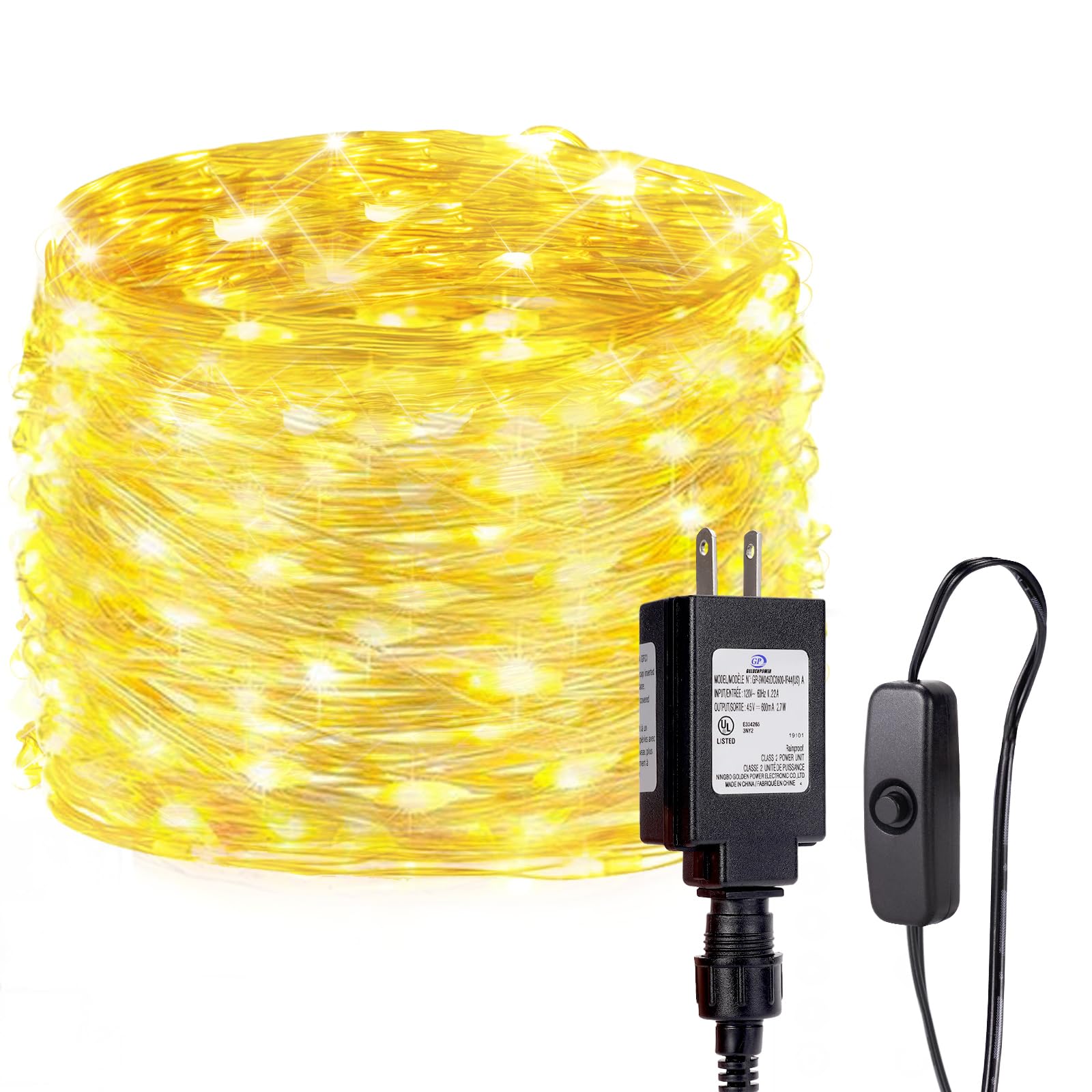 lezoura Fairy Lights Plug in, 66 ft 200 LED String Lights Warm White Copper Wire Light Indoor Outdoor Starry String Lights for Patio Garden Bedroom Party Decoration