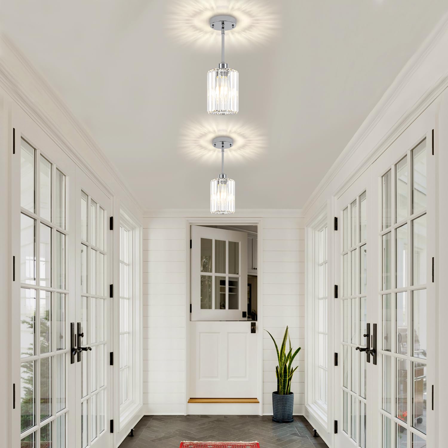 Zsmihdoh Chrome Pendant Lights  Modern Crystal Pendant Lighting For Kitchen Island  Mini Kitchen Chandeliers Hanging Pendant Lights For Bedroom Dining Room Hallway