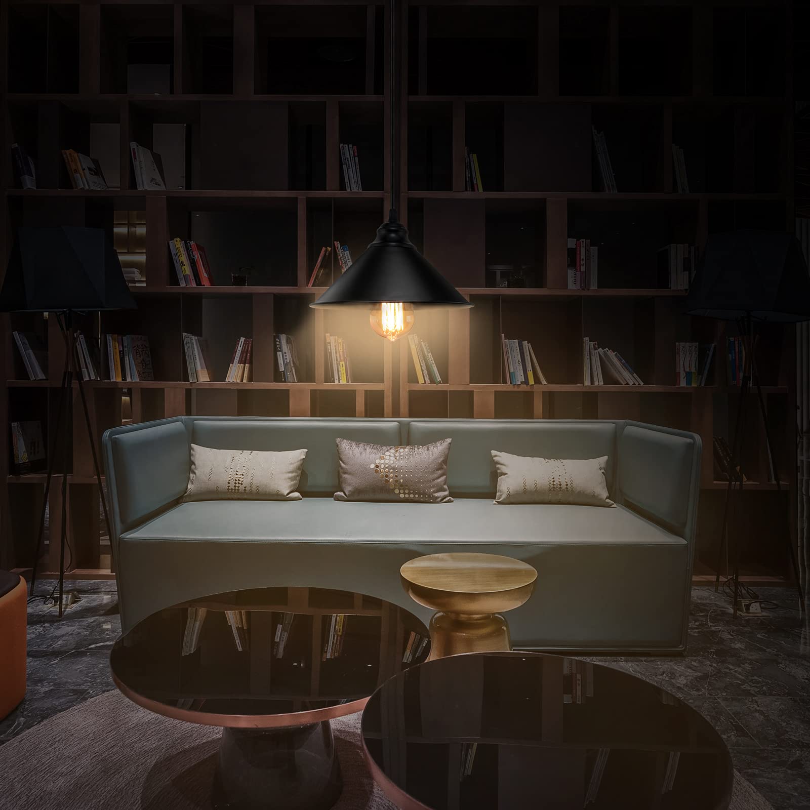 Lyoowng Industrial Black Plug-In Pendant Light With On/Off Switch, Vintage Hanging Fixture