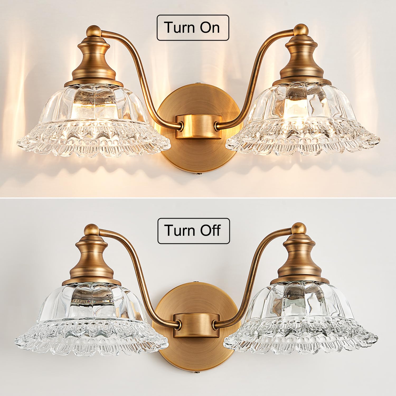 Xiedun Bathroom Vanity Lights Over Mirror Vintage Bathroom Light Fixtures 2 Light Brass Vanity Lights For Vanity Lighting Fixtur