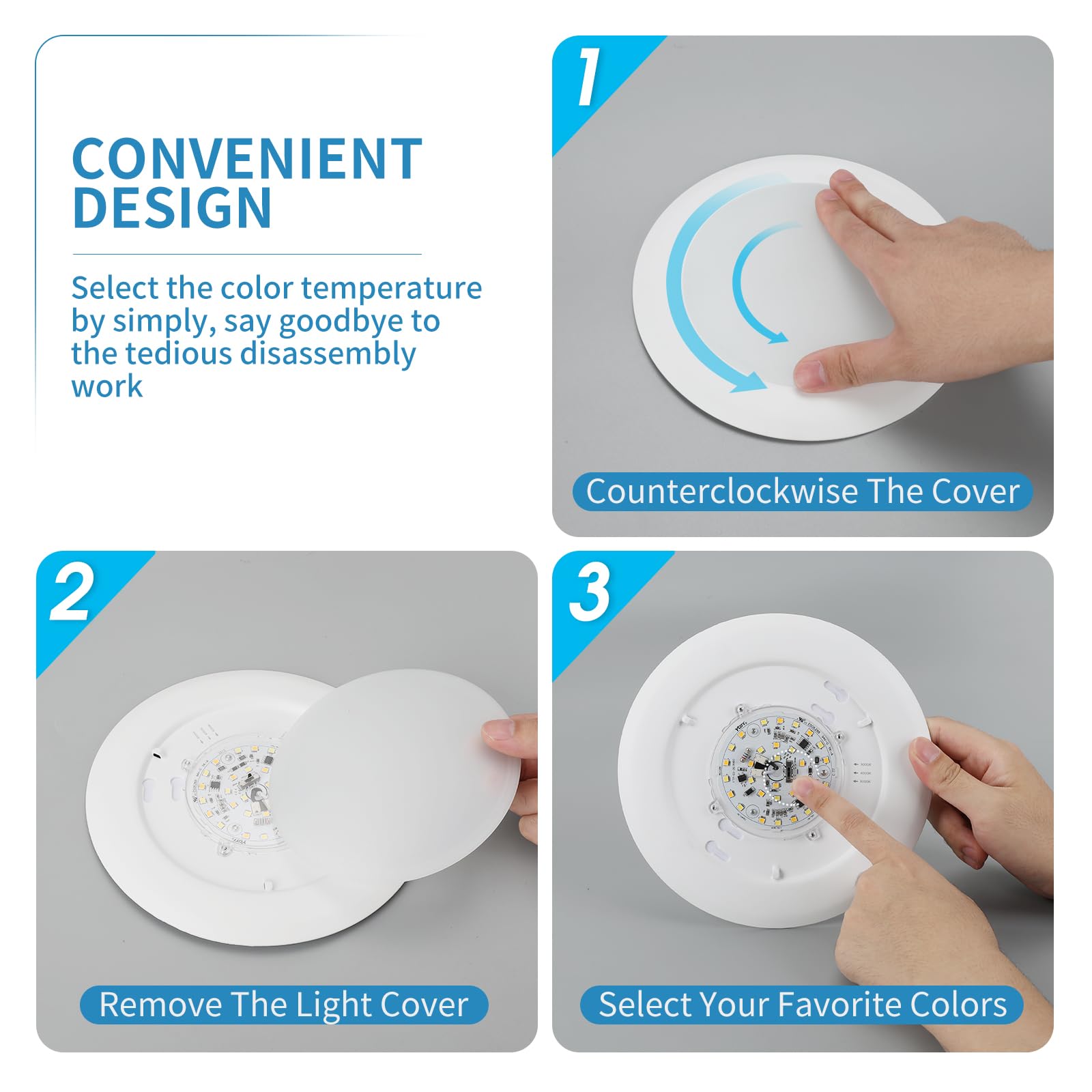 ECOELER 24 Pack LED Disc Light, 16.5W 1100LM, 3CCT Dimmable, Flush Mount Ceiling Light, Model CDR615C,