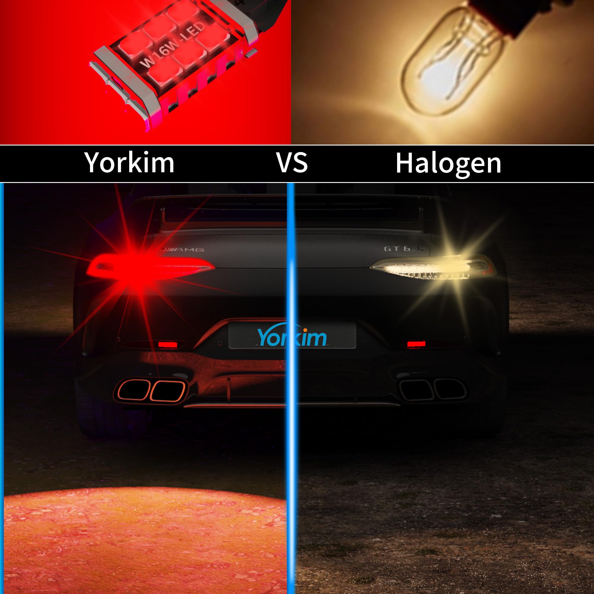 Yorkim 912 921 Led Bulb, Backup Light Bulbs High Power 2835 15-Smd Chipsets Extremely Bright Error Free T15 906 W16W For Brake L