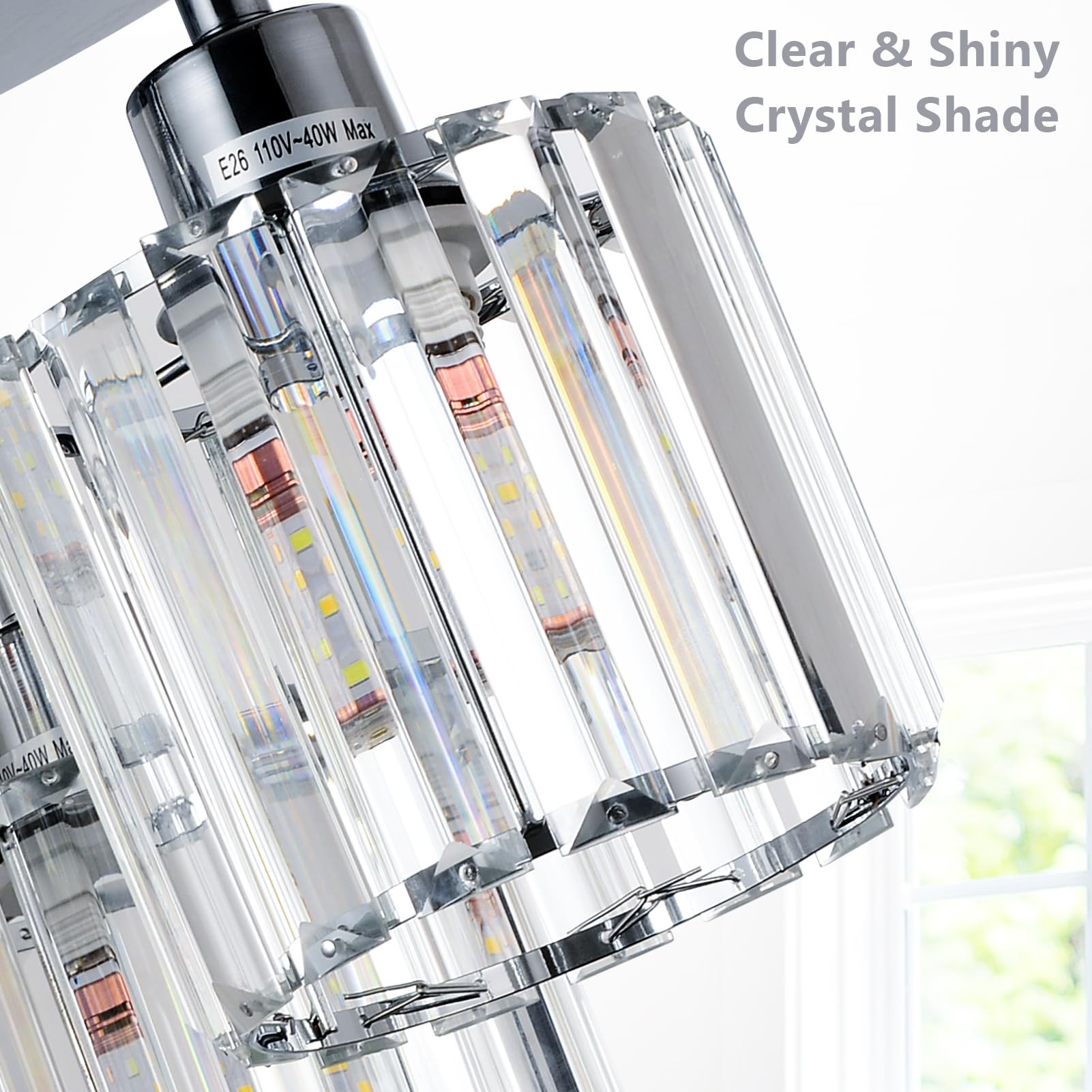 Pauful Semi Flush Mount Ceiling Light,3-Light Modern Close To Ceiling Light Fixtures,Kitchen Light With Clear Crystal Shades, Ha