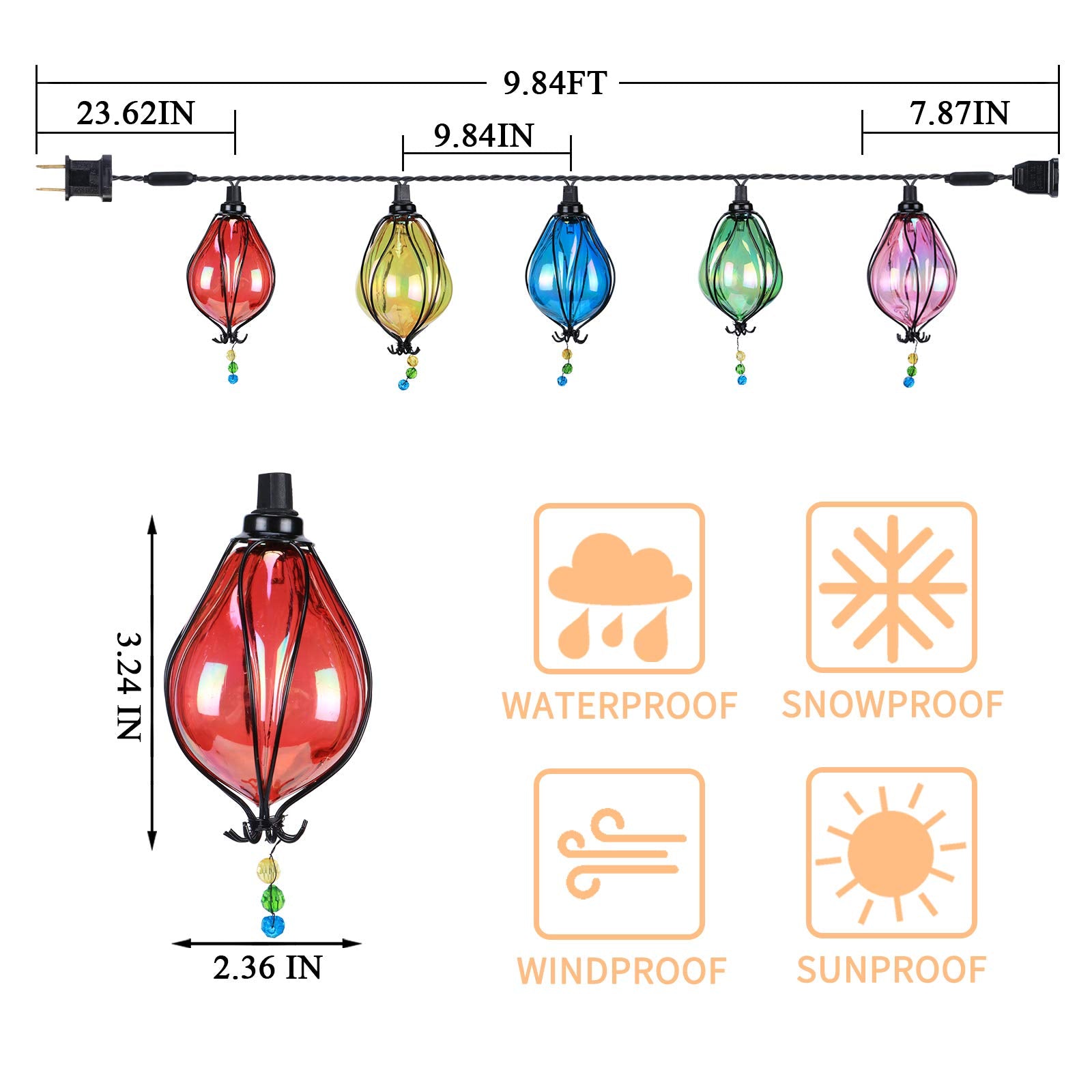 Vigdur Multicolor Fairy String Lights, 10 Bulbs, Waterproof, Indoor/Outdoor, Model WODER-4214880, Perfect for Christmas, Parties, Weddings