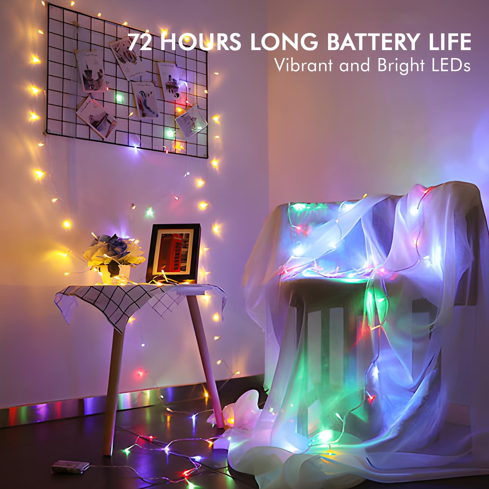 12 Pack Fairy Lights Battery Operated, 7Ft 20Led Multicolor Valentines Day Lights Battery Operated Waterproof Silver Wire For Diy Mason Jar Bedroom Party Birthday Wedding Christmas Decorations