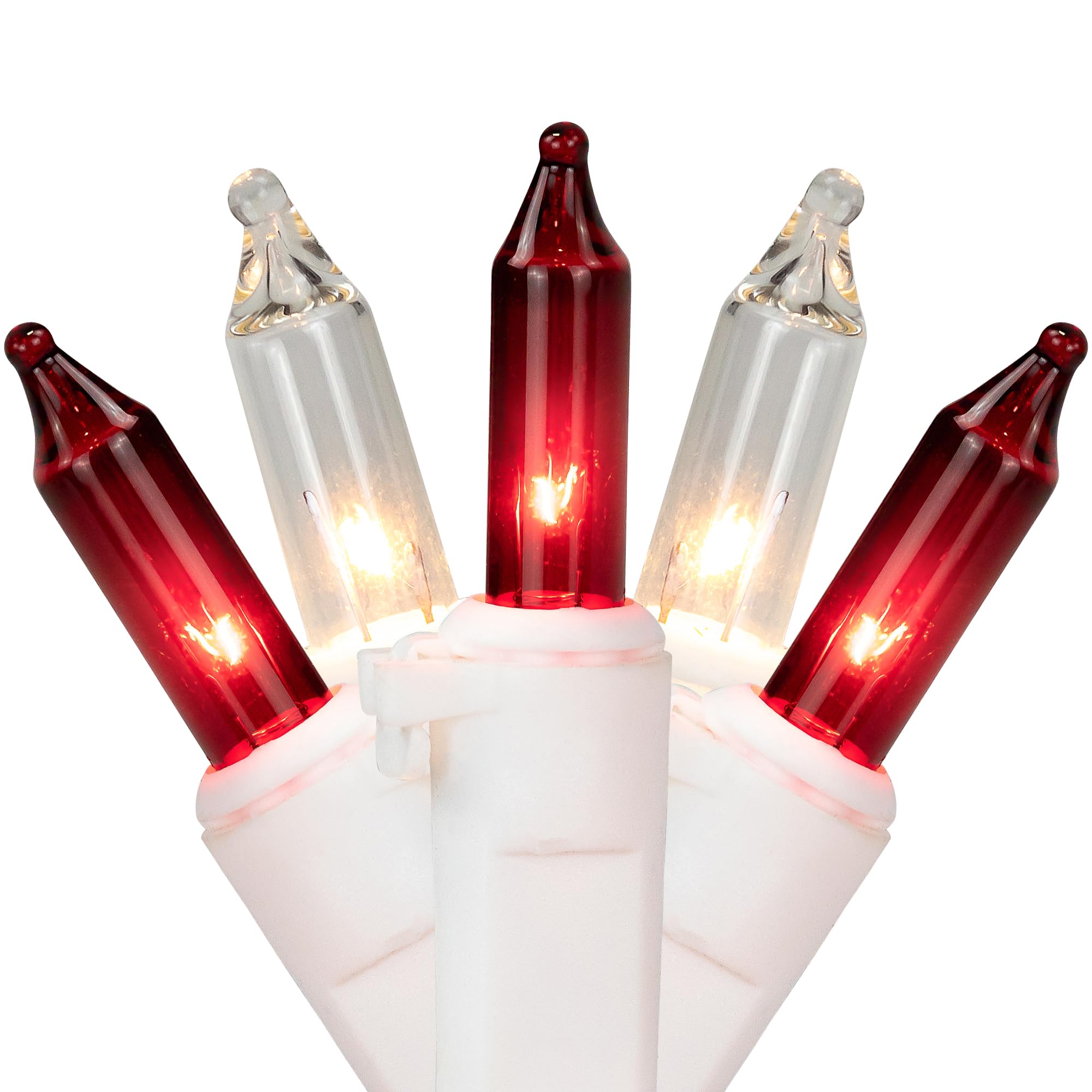 Northlight Mini Incandescent Christmas Lights - 100ct - Red & Clear - 20.25 White Wire