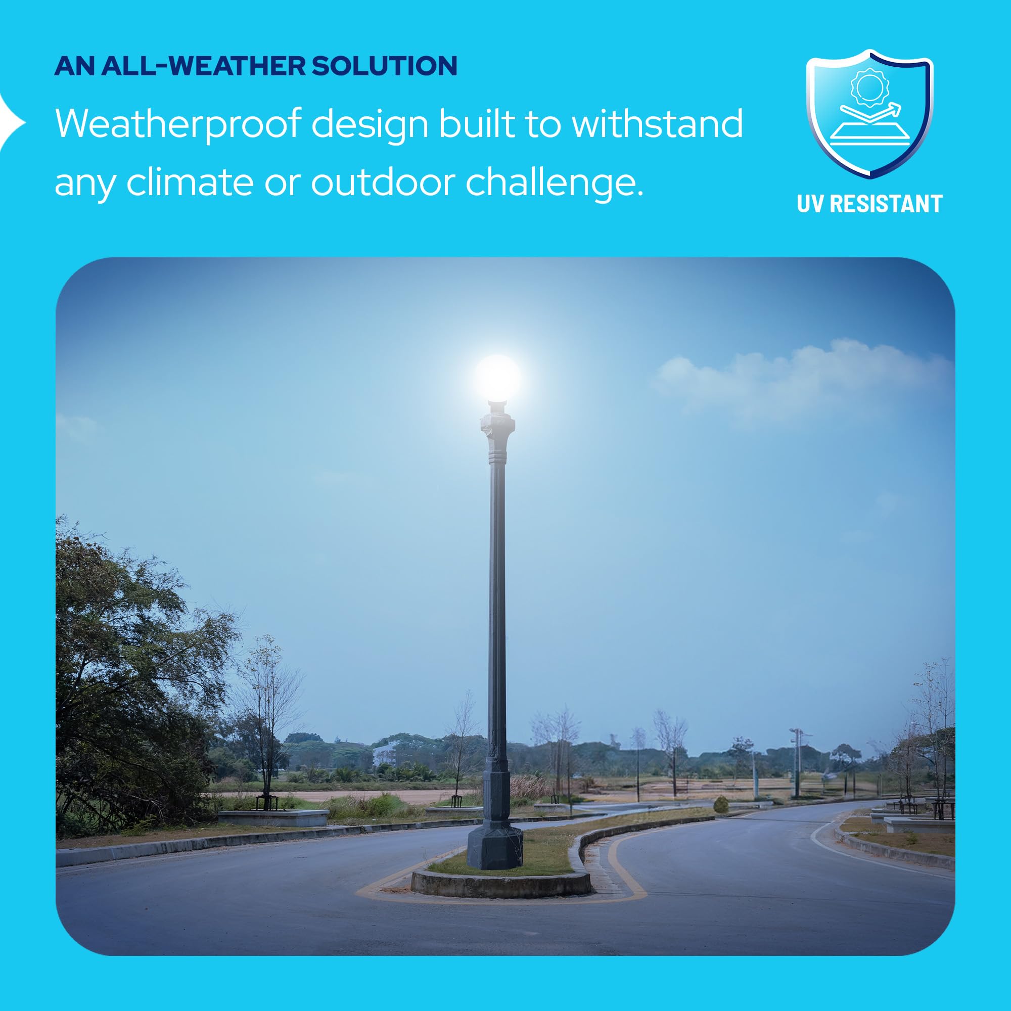 Kastlite 12 Outdoor Light Post Globe Combo  Fits 3 Posts - Clear Acrylic Lamp Cover  Black Twist Lock Fitter  5000K Led Bulb - Modern Driveway Yard Lamppost Lighting Fixture  Outdoor Pole Lights