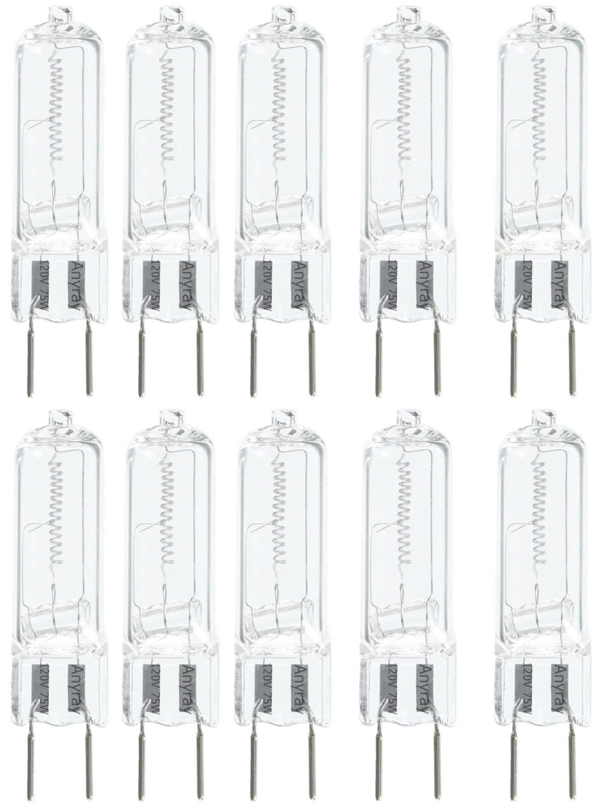 (10)-Bulbs G8 75W 75 Watt 120V T4 Light Bulbs 75Watt 110V-130Volts Anyray 10- Lamps