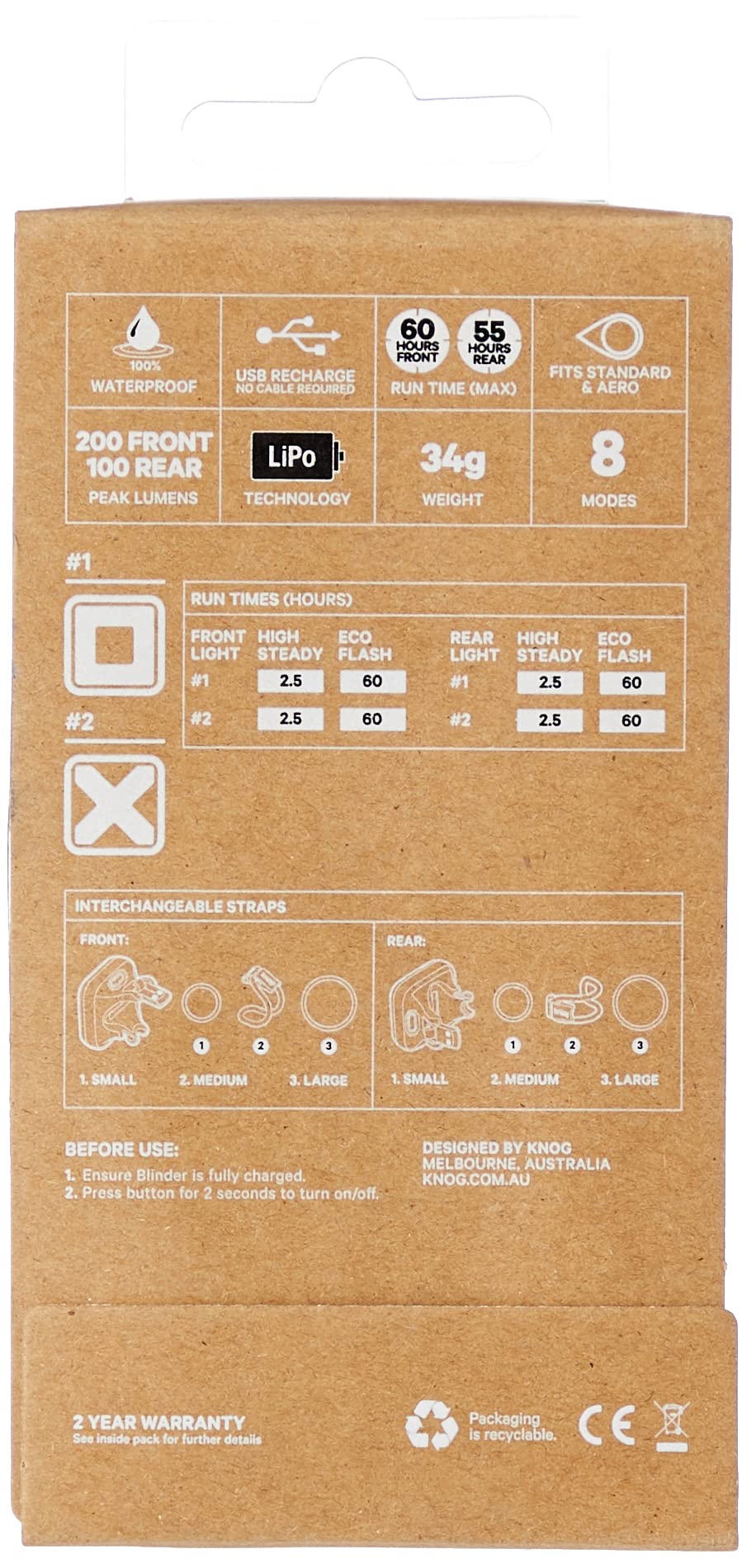 Knog Blinder Twinpack X Unisex Adult Front/Rear Light Kit, Black, One Size