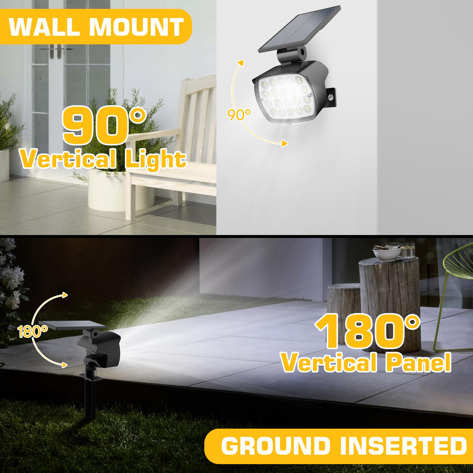 Kaxiida Solar Lights Outdoor 2025 Upgrade 3-Level Bright LED Spotlights 4 Pack CoolLight, Model CPD-09, Waterproof Uplights