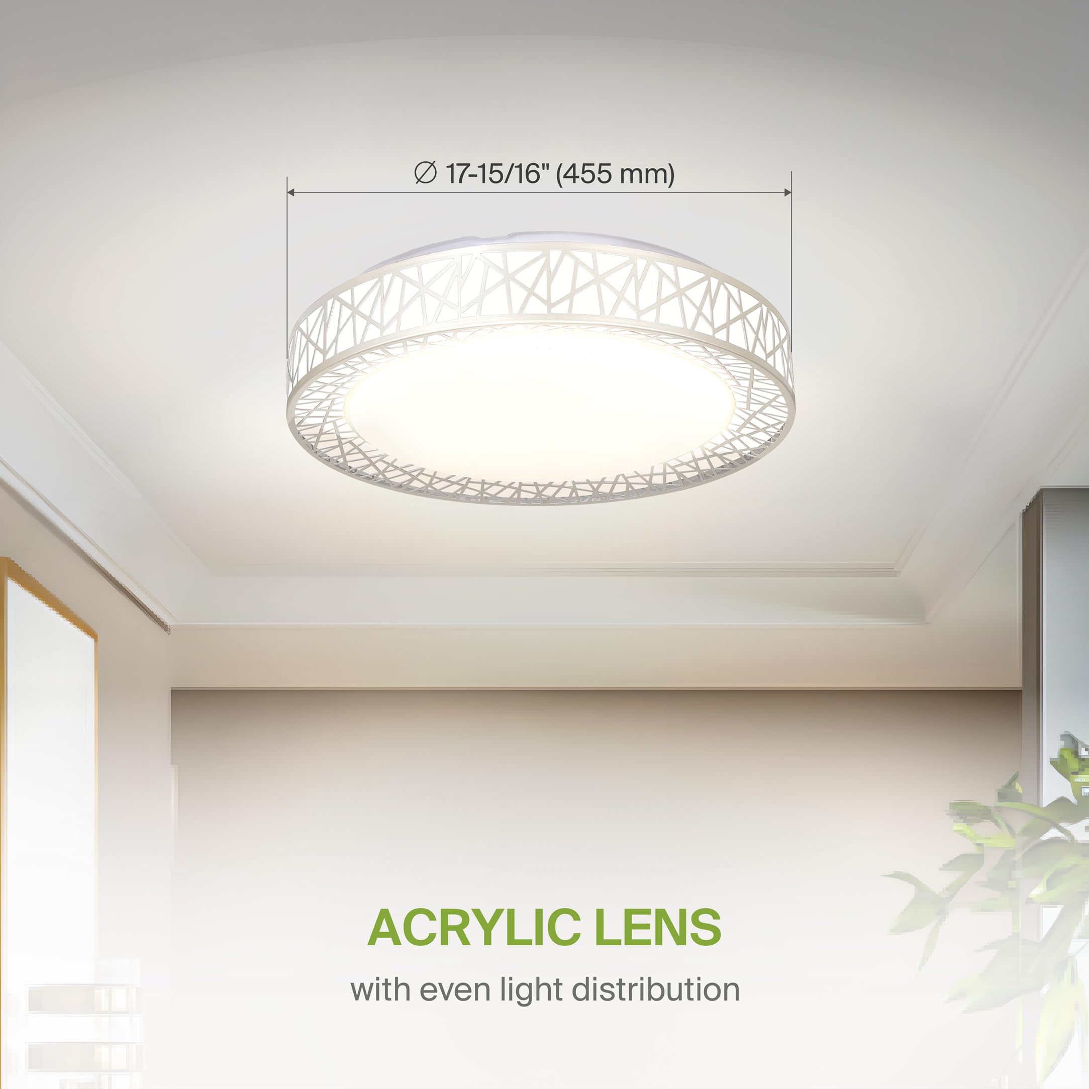 ASD LED Flush Mount Ceiling Light 35W 1992LM Dimmable 18in Brushed Nickel 2 Pack