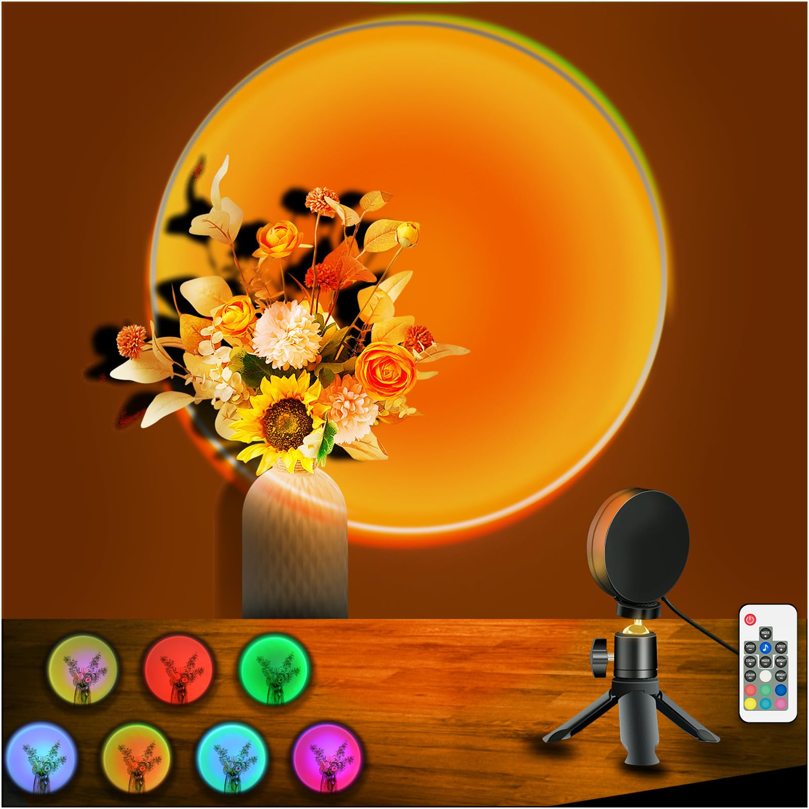 Easeking Led Sunset Lamp Projector Multicolor Changing With Usb Port Sunset Light 180?Otation For Room Decor Sunset Lamp For Bedroom Photography Party Tiktok Live Gift For Halloween  Christmas