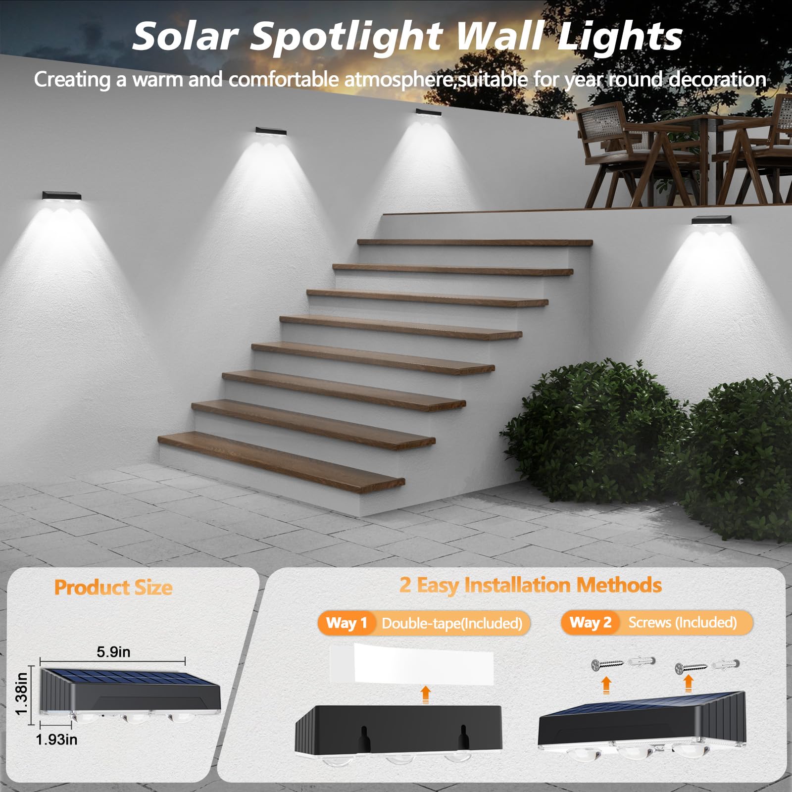 ZSYIQIXI Solar Fence Lights, 100 Lumens, 12 RGB Modes, 8 Pack, Black-3lens, Waterproof LED Outdoor Lighting for Yard, Patio, Pool Decor