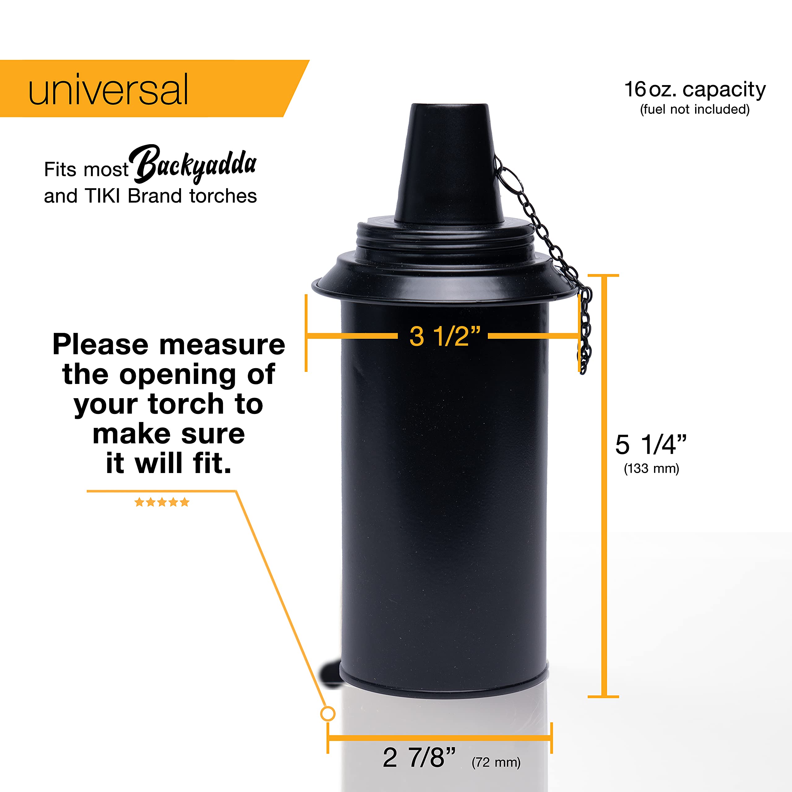 Backyadda 16 Oz Aluminum Tiki Torch Canister Replacement, 4-Pack, Rust-Proof, Easy Fill, Black Matte