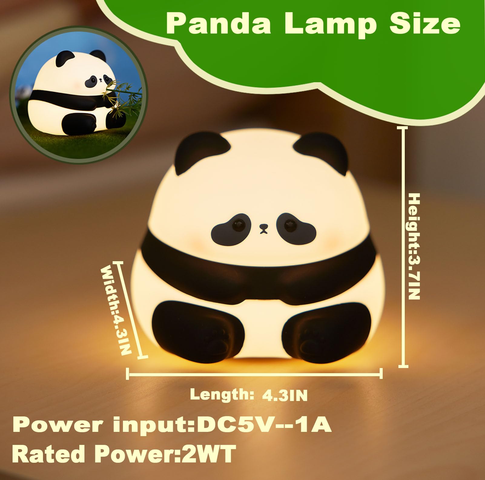 DREAMING MY DREAM Cute Panda Night Light, LED Squishy Novelty Animal Night Lamp, 3 Level Dimmable Nursery Nightlight for Breastf