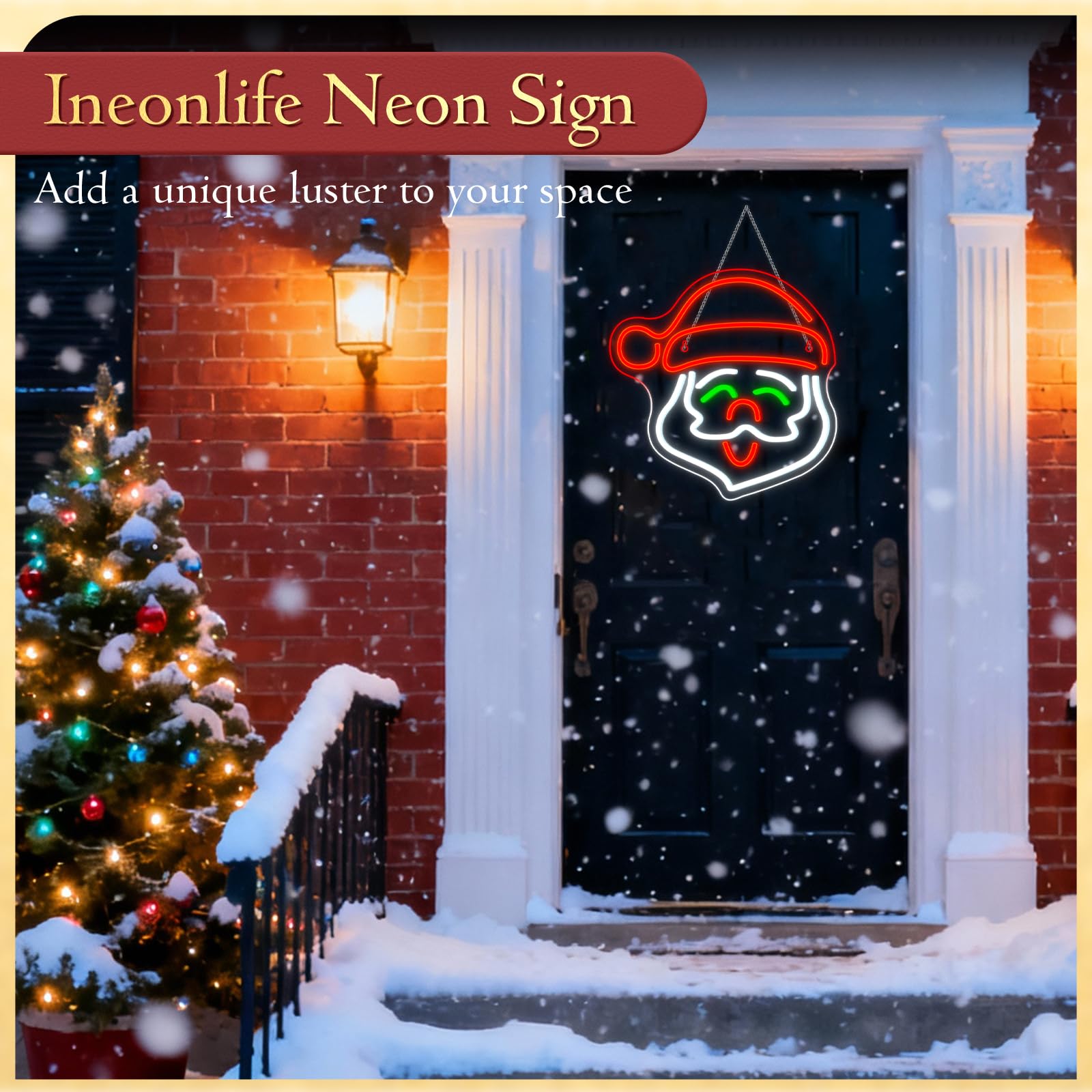 Ineonlife Neon Sign - Merry Christmas Led Light, 13.4X13.8, Colorful Santa Claus Design, Acrylic Wall Decor For Indoor Parties