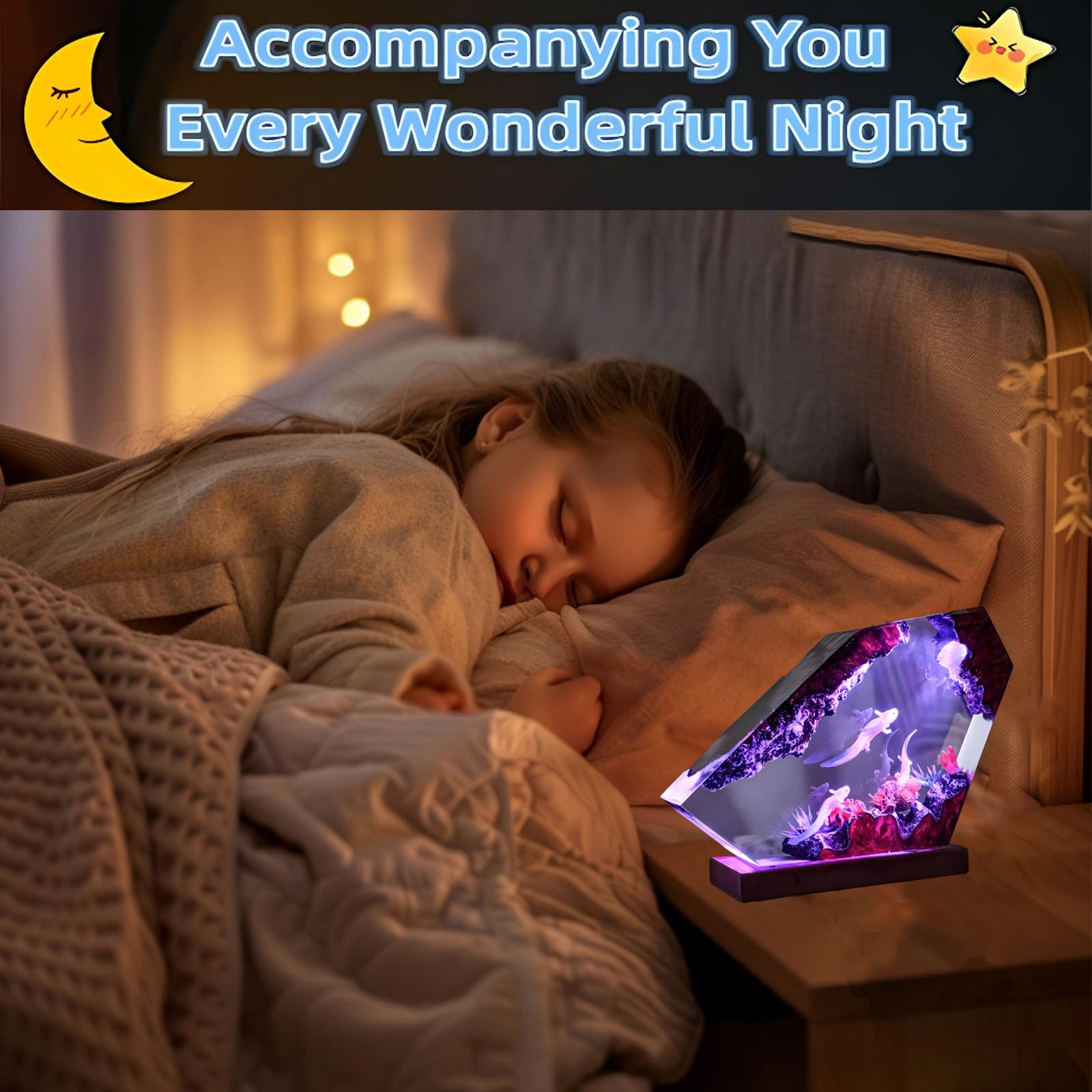 FOTN Axolotl Lamp Color Changing Handmade Resin Lamps Axolotl Night Light for Kids Decorative Unique Lamp for Bedroom (8 in)