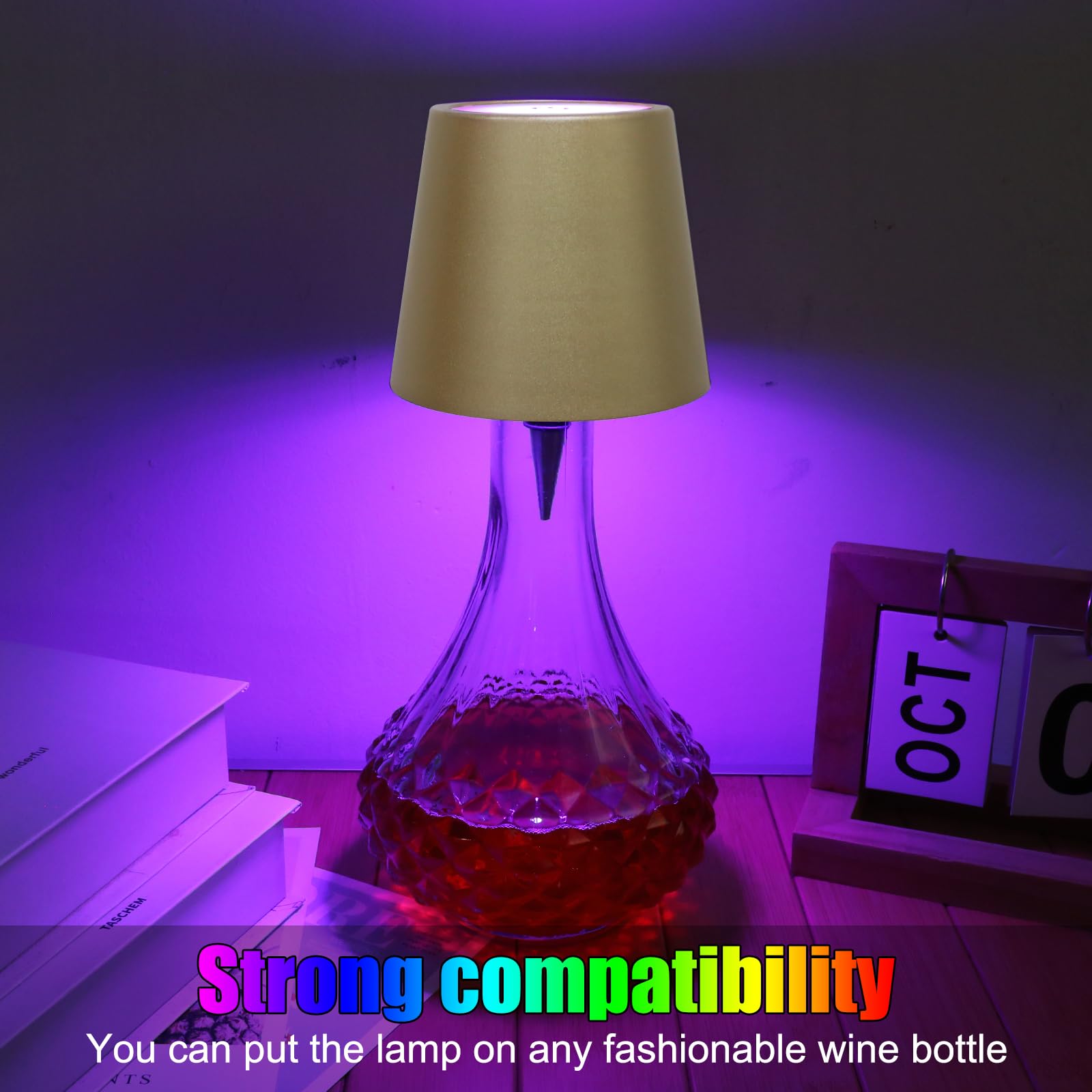 Wireless Bottle Lamp With Remote Control  Rechargeable Rgb Wine Bottle With 3Modes Light Dimming  Waterproof Touch Lamp Head For Room  Bar  Restaurant And Party Decorations(Gold Rgb)