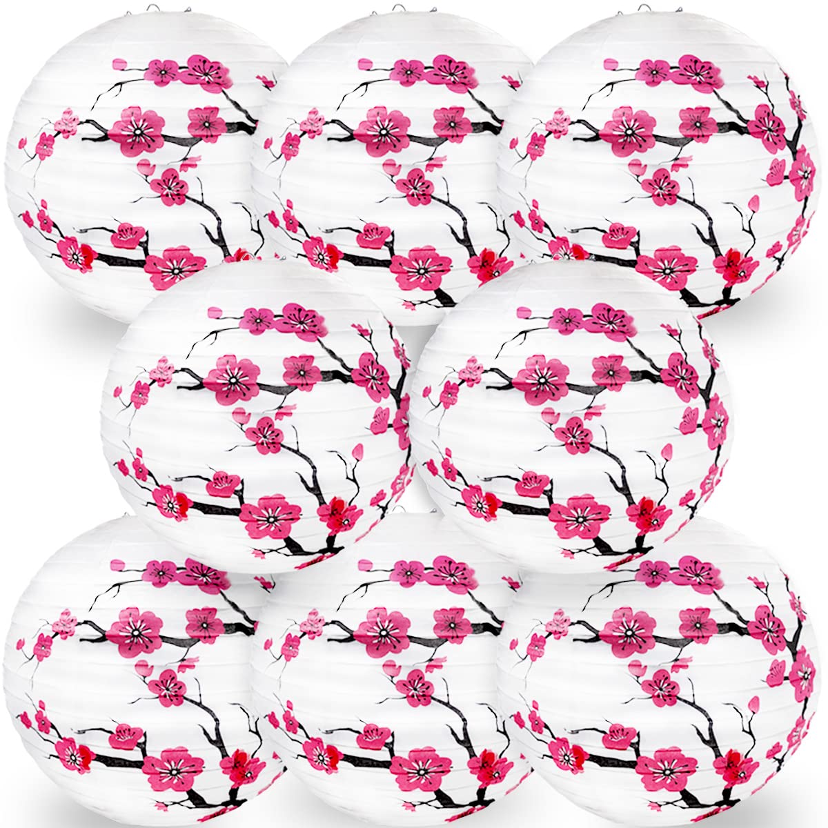 8Pcs Chinese Japanese Cherry Design Paper Lantern Lamp Shade For Japanese Restaurant Church Wedding Gift Party Favors Diy Decoration Oriental Style Light Restaurant (A. 8 Rose Red Paper Lamp)