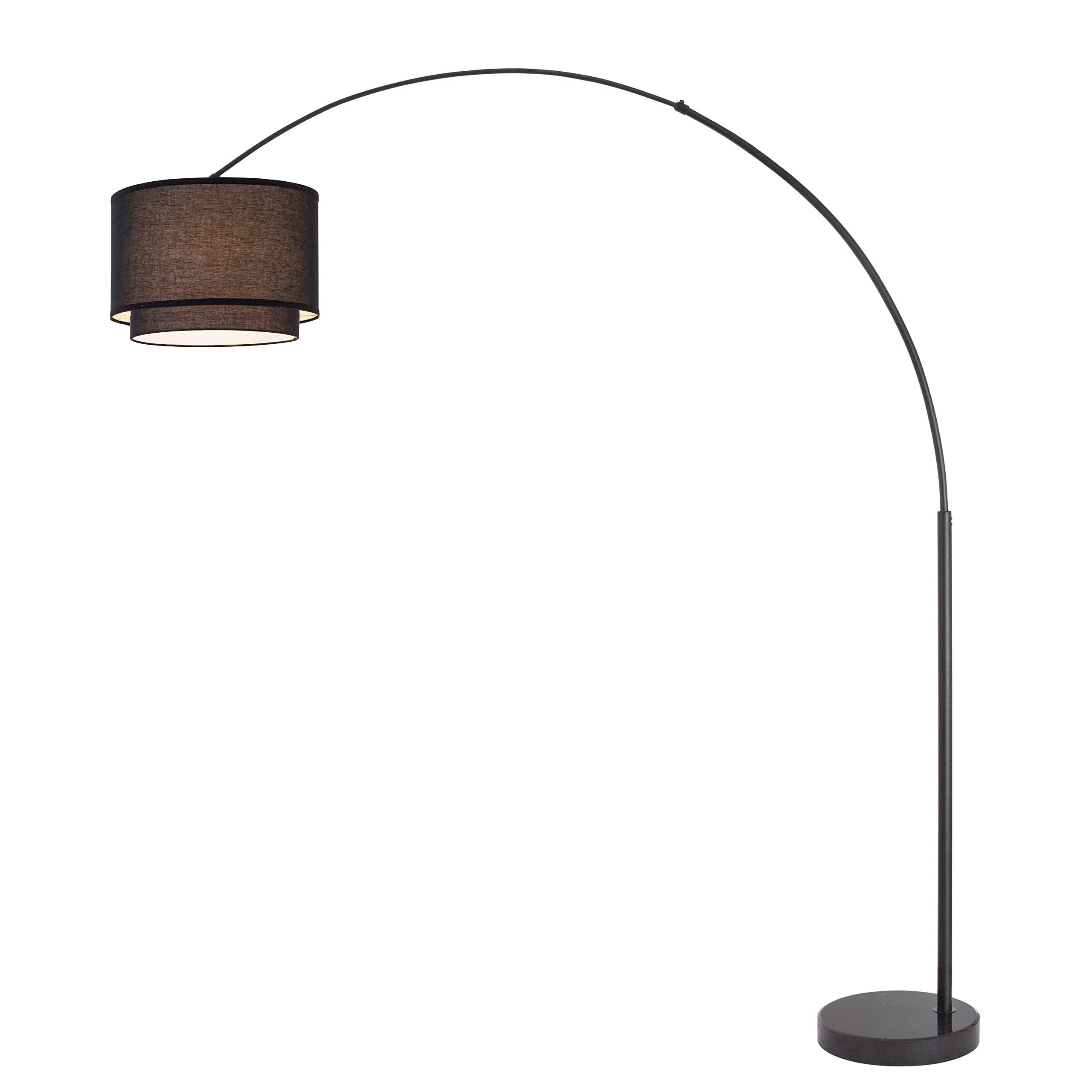 Major-Q Modern Floor Lamp - 81in Arc Tall Drum Shade - Black - Model 99-6938DS-BK - Ideal for Living Room, Dining, Bedrooms, Office Lighting