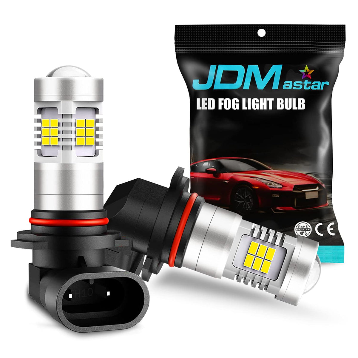 JDM ASTAR Bright White PX Chips H10 9140 9145 LED Fog Light Bulbs with Projector