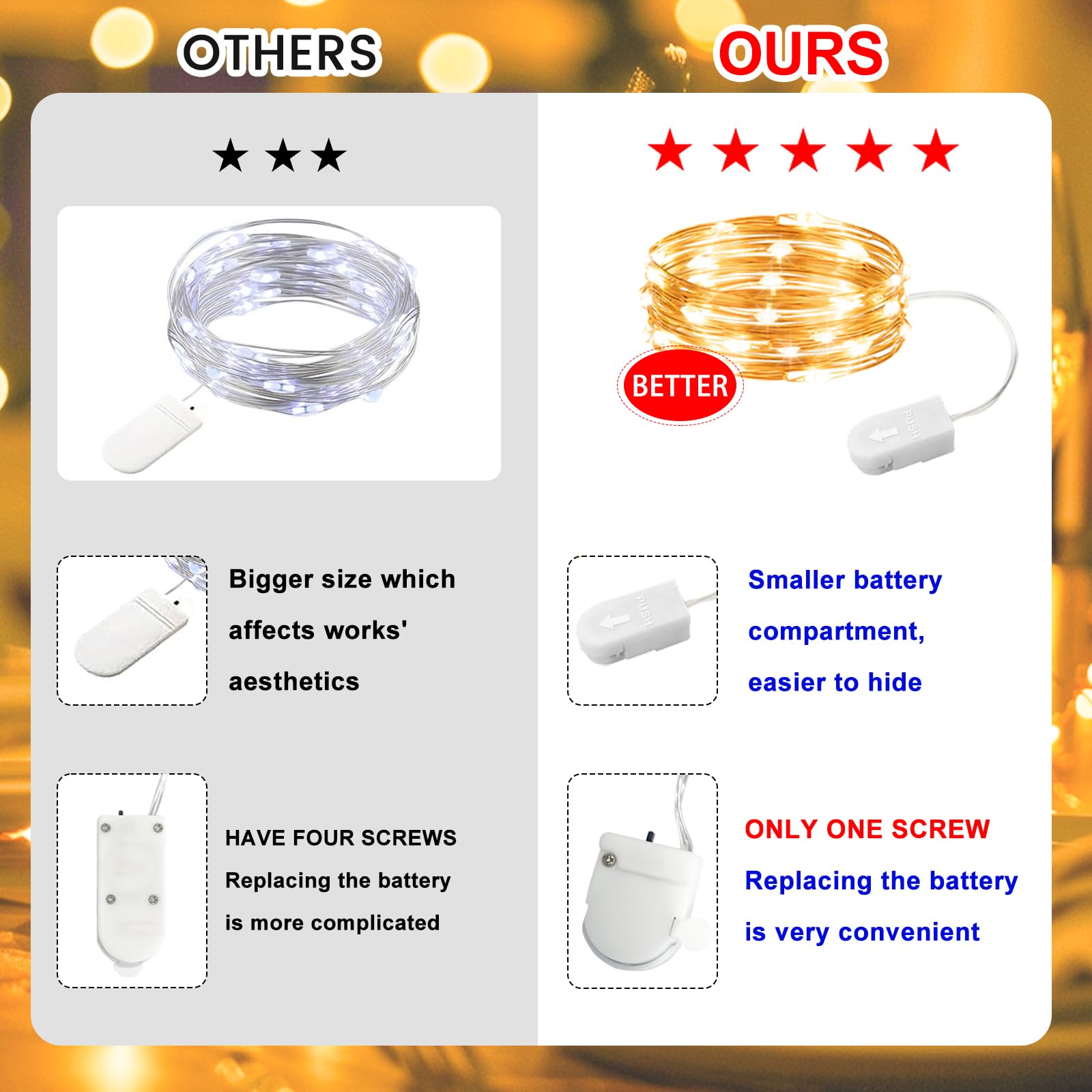 Hxweiye 6 Pack White Fairy Lights, 20Led Battery Operated, Waterproof Mini String Lights For Wedding Party Bedroom Christmas Décor