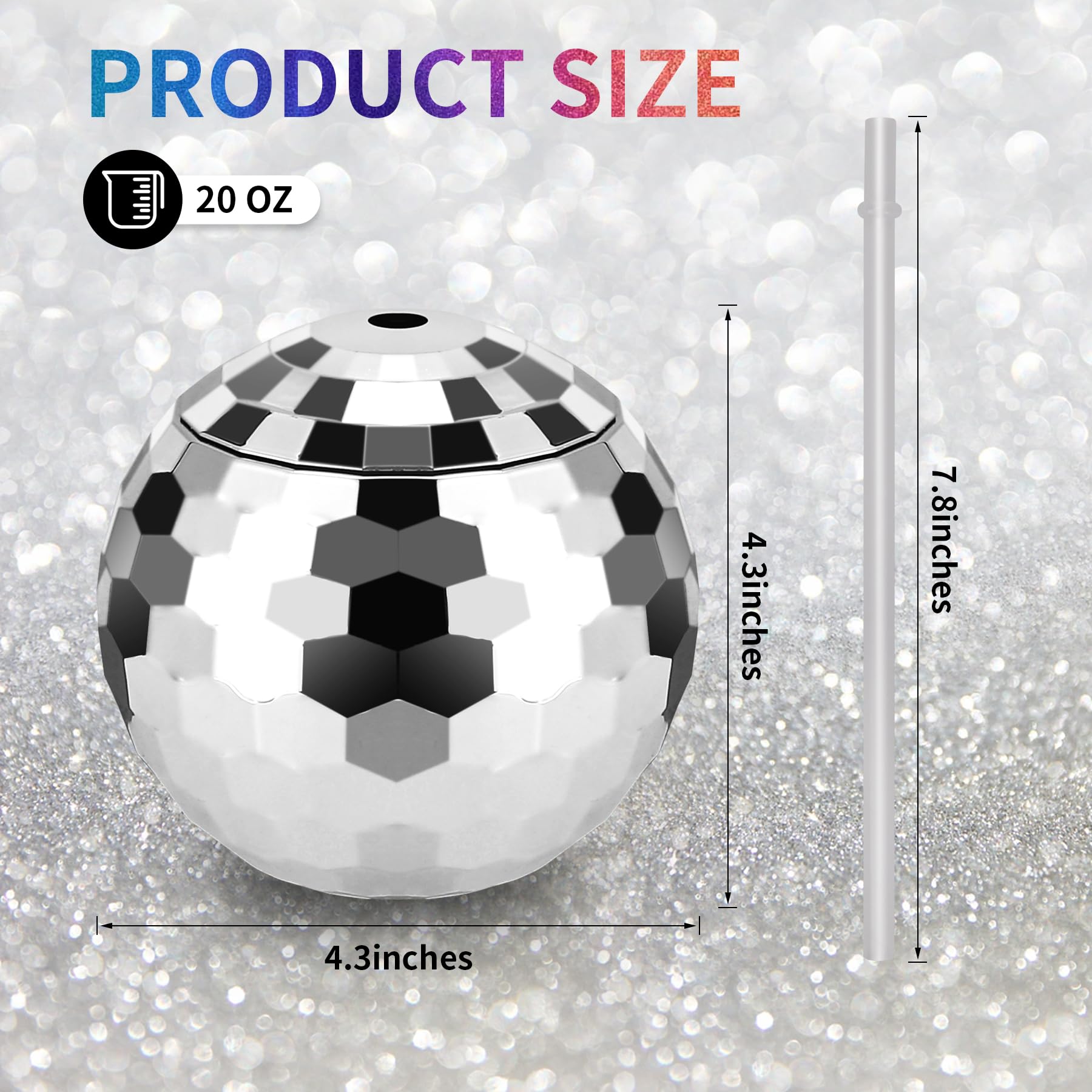 Ktondic 9 Pack Disco Ball Cups, 20Oz Disco Party Cups With Straw And Lid, Reusable Disco Ball Tumbler Disco Flash Ball Disco Bal