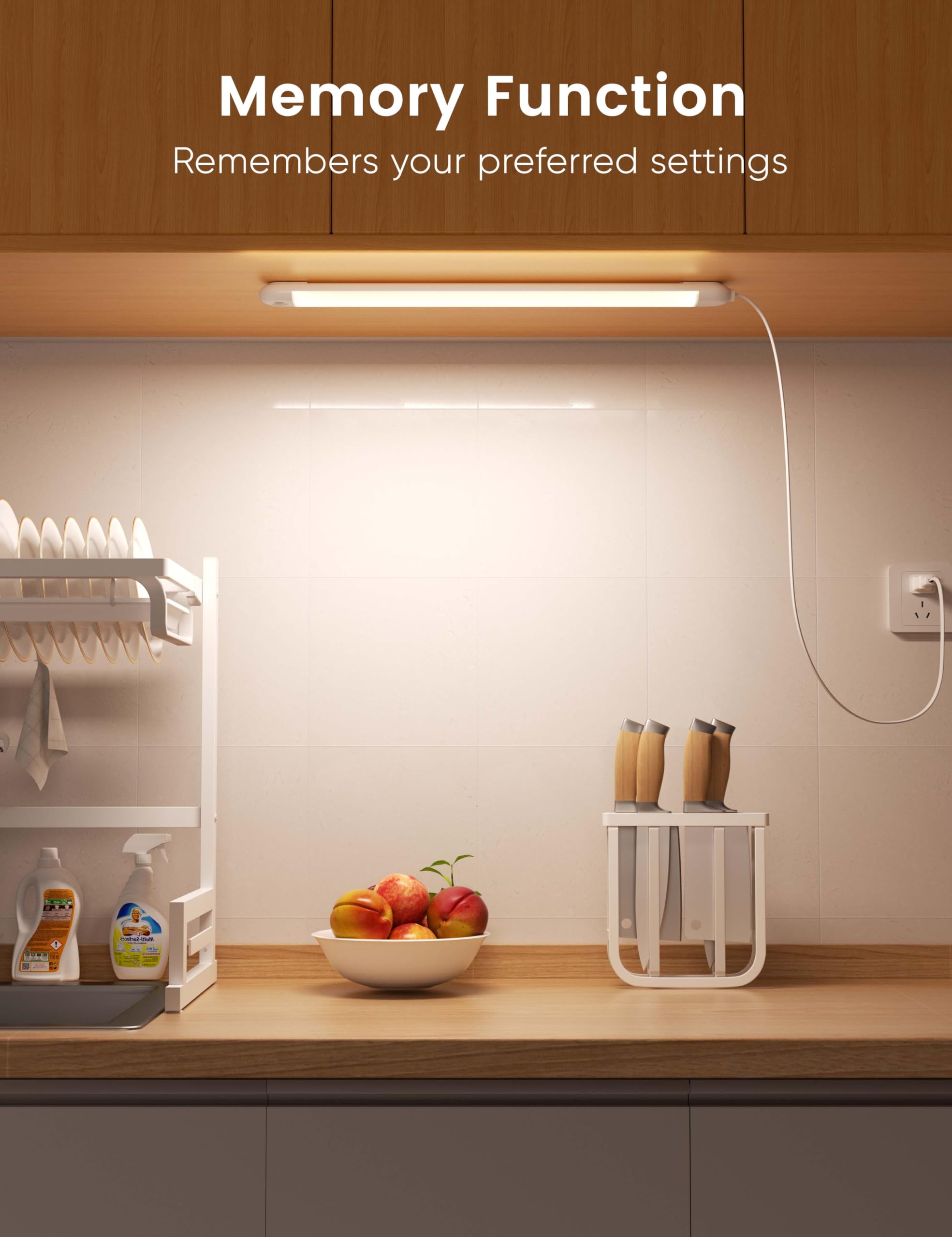 Hand Wave Gesture Under Cabinet Lights,16 Inch Plug In Kitchen Counter Light With Dimmable And Color Brightness Adjustable Over The Sink Lighting Closet,Ir Hand Motion Sensor Led Above Stove Shelf