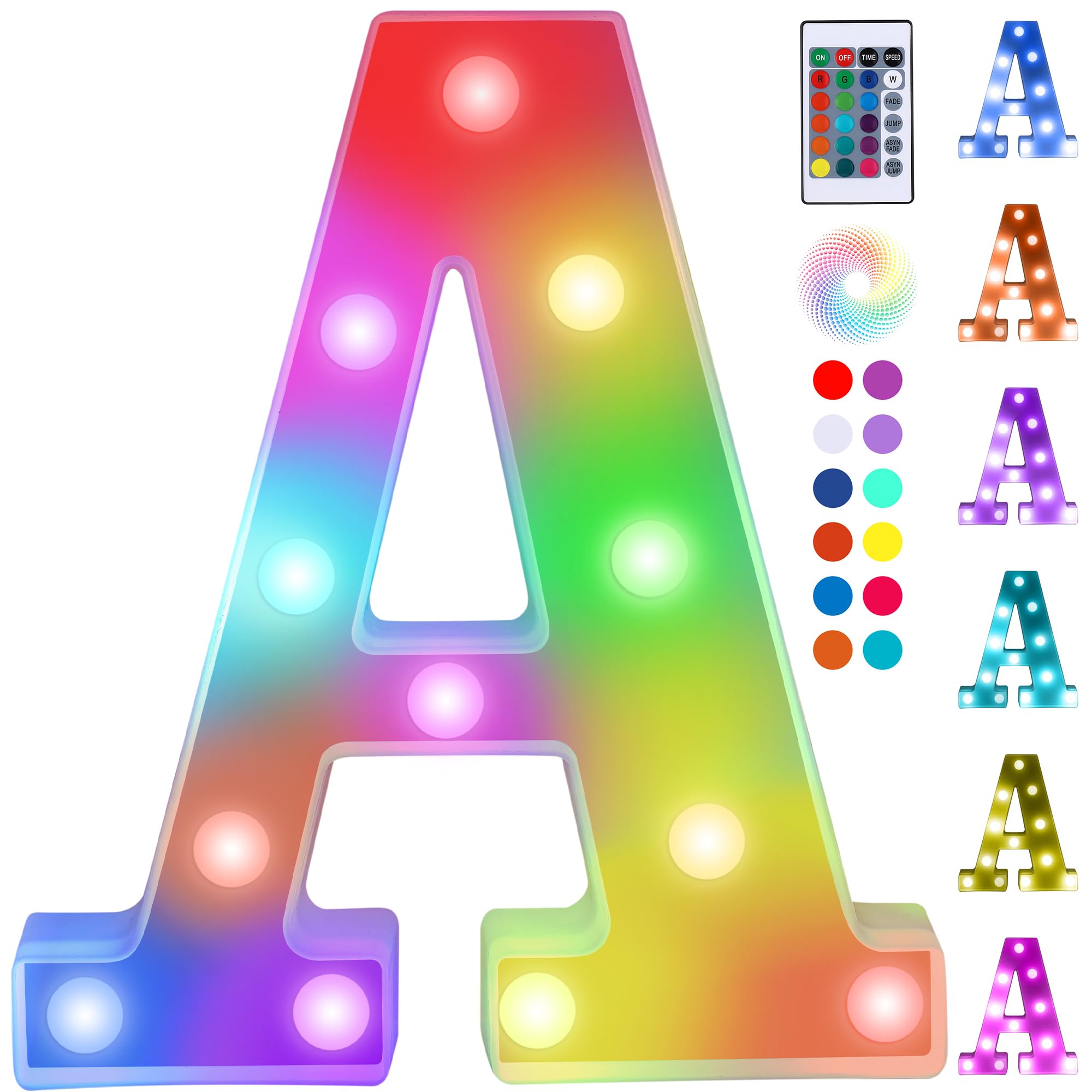 Foaky Colorful Light Up Letters With Remote - Marquee Decoration For Birthday Parties & Gifts