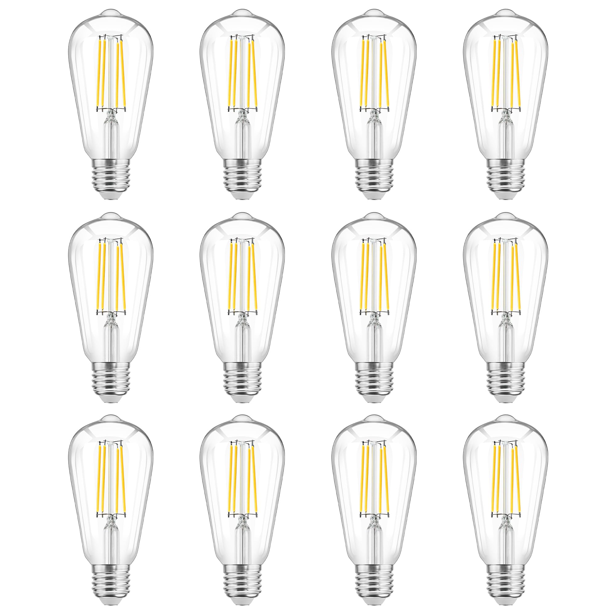 Wihtu Led Light Bulbs, Bright Vintage 6W Led Edison Bulbs, St58 2700K Warm Light With Cri 85+, E26 Standard Base, 900Lum, Non-Di
