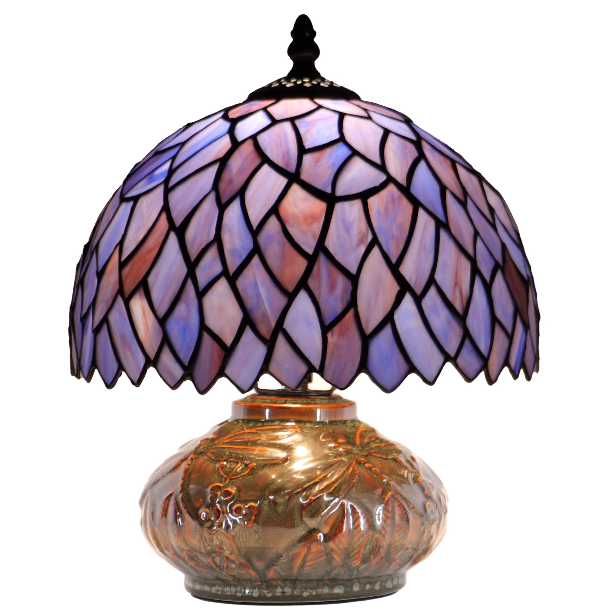 HZYFFYU Small Tiffany Table Lamp Mini Mushroom Stained Glass Lamp Memory Sympathy lamp 10X11 Inch (Wisteria Style)